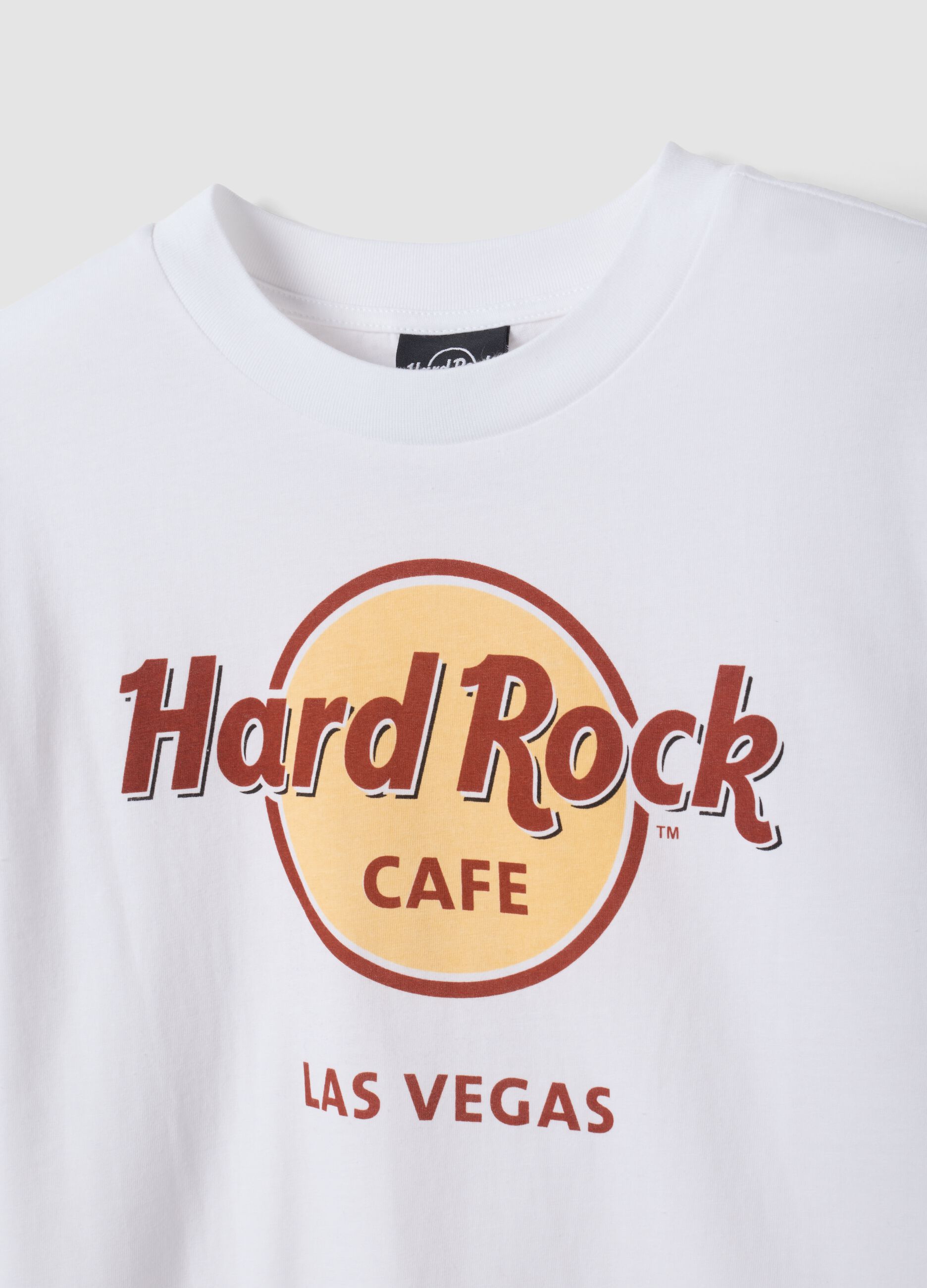 White pure cotton T-shirt with Hard Rock logo