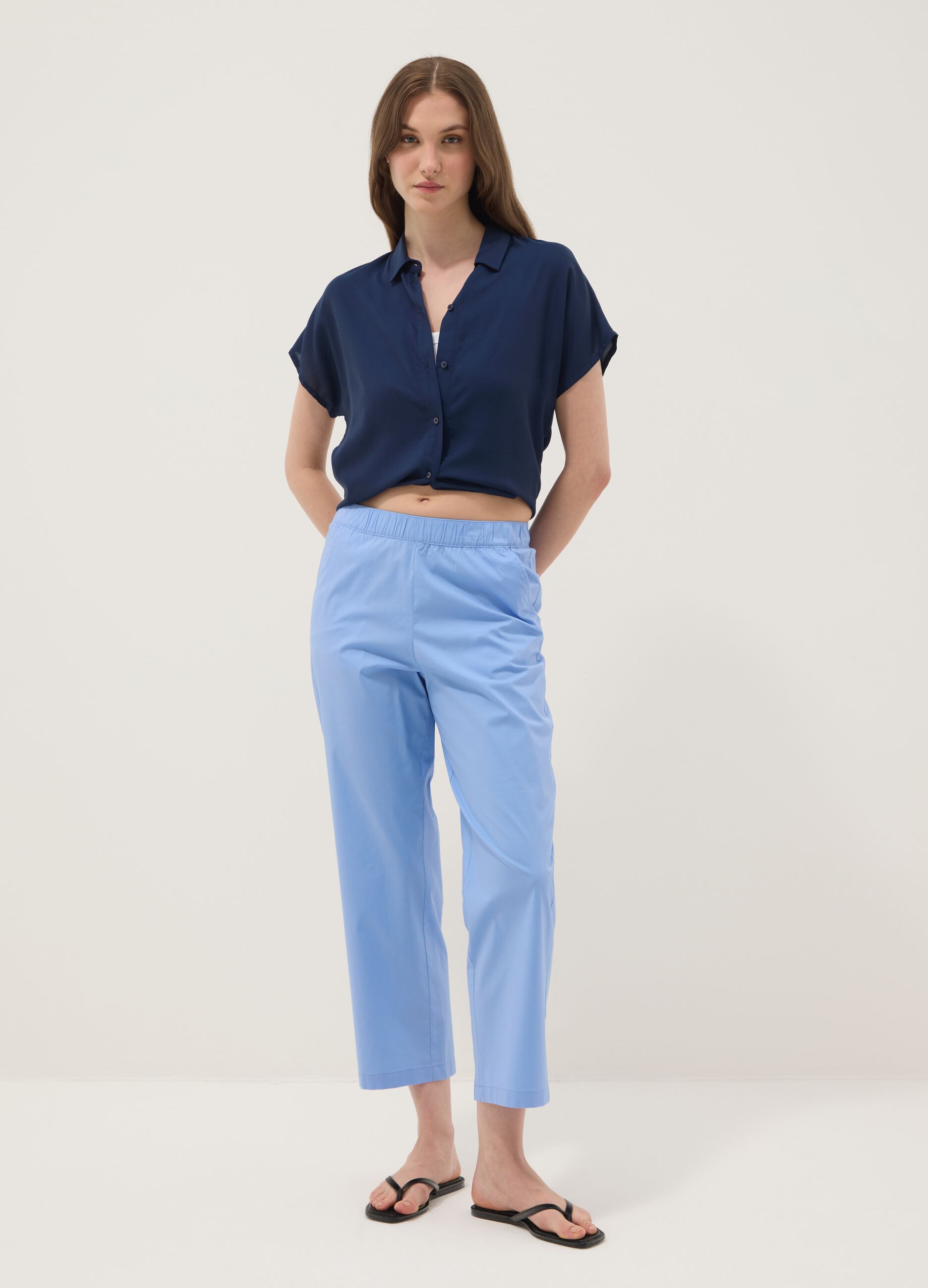 Blue pure viscose regular-fit shirt