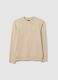Boys' beige pure cotton sweatshirt with relaxed fit_3
