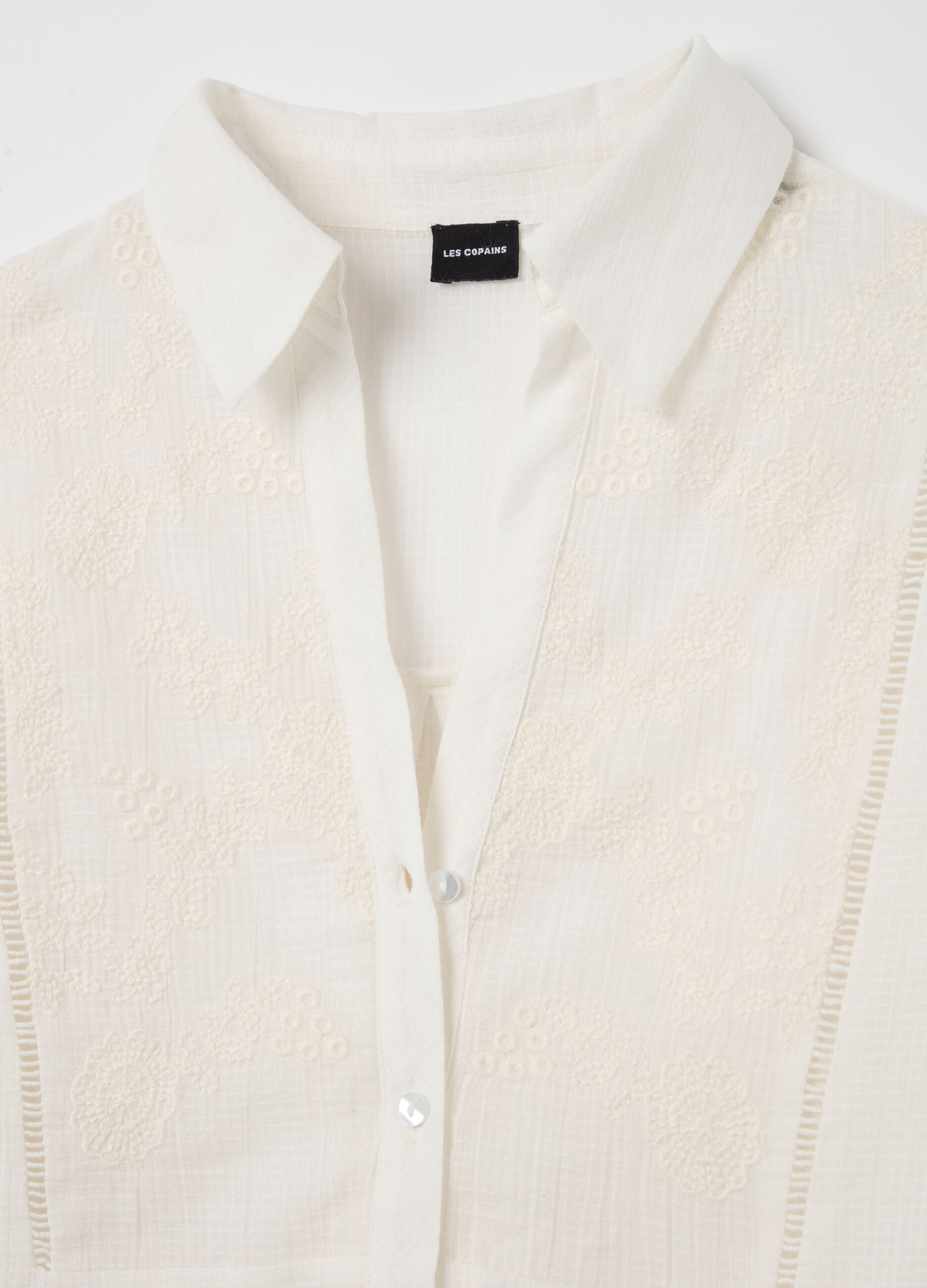 Brushed shirt with broderie anglaise details