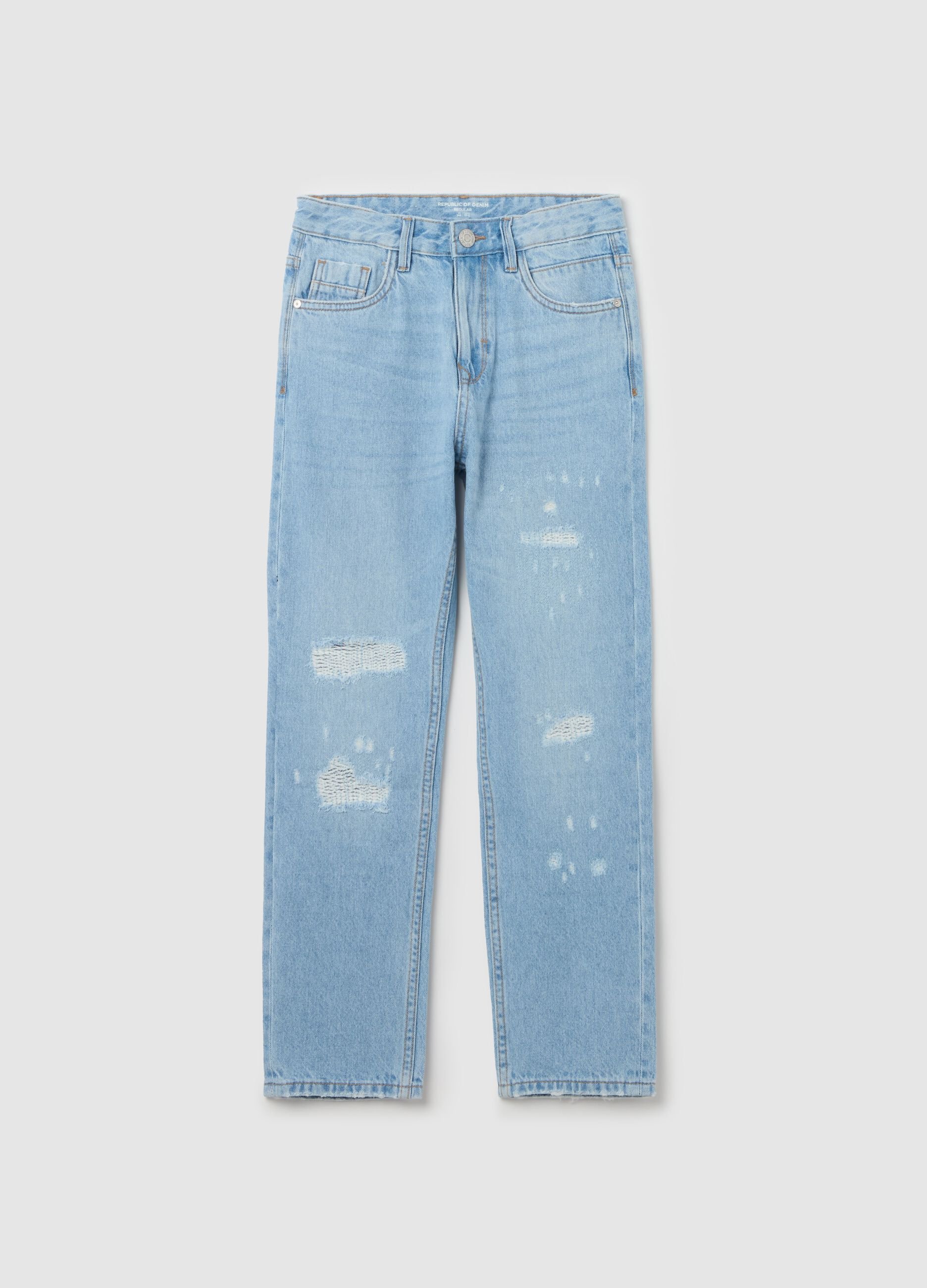 Jeans regular fit con abrasioni 