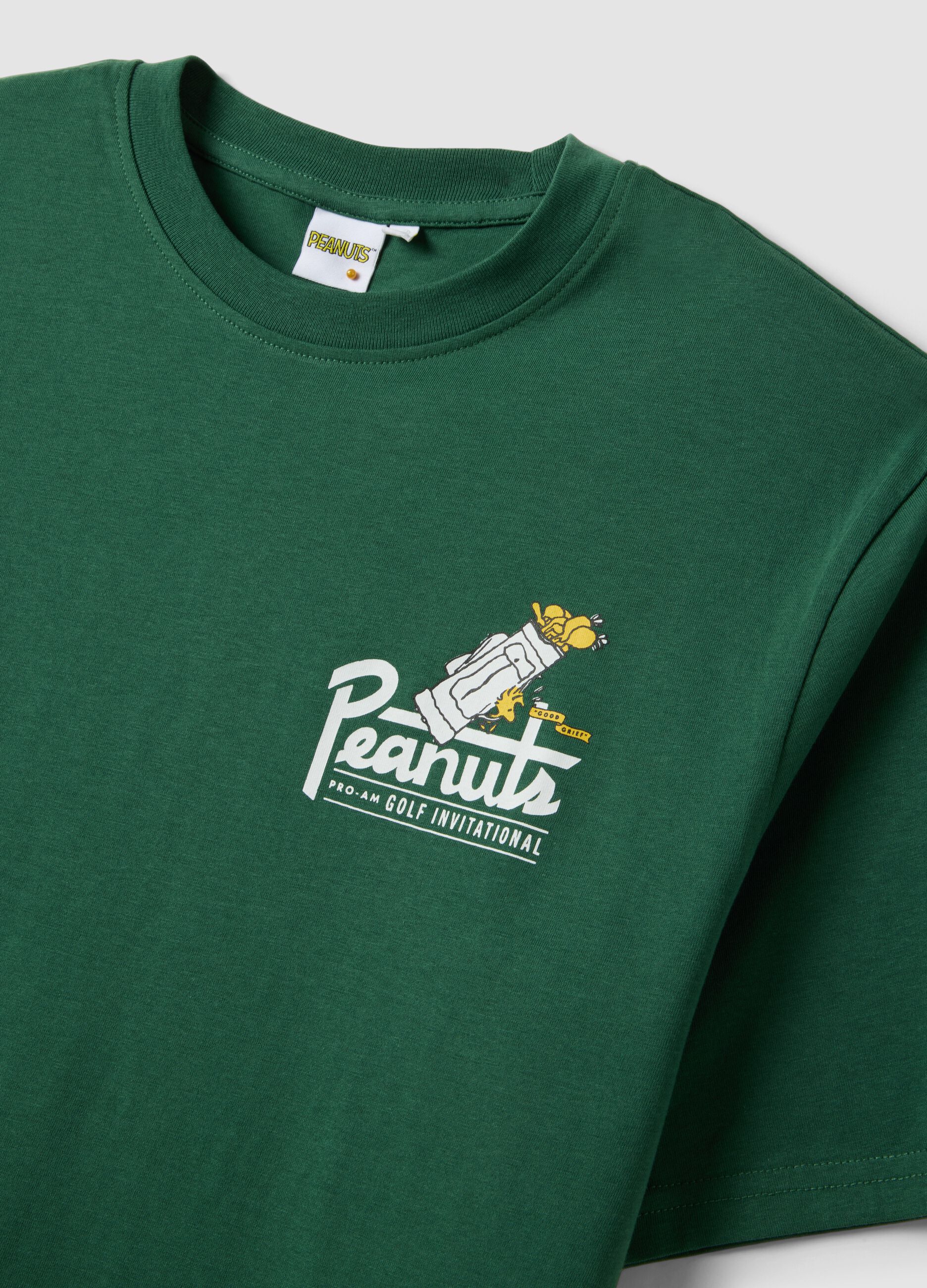 Green pure cotton Peanuts print T-shirt, relaxed fit