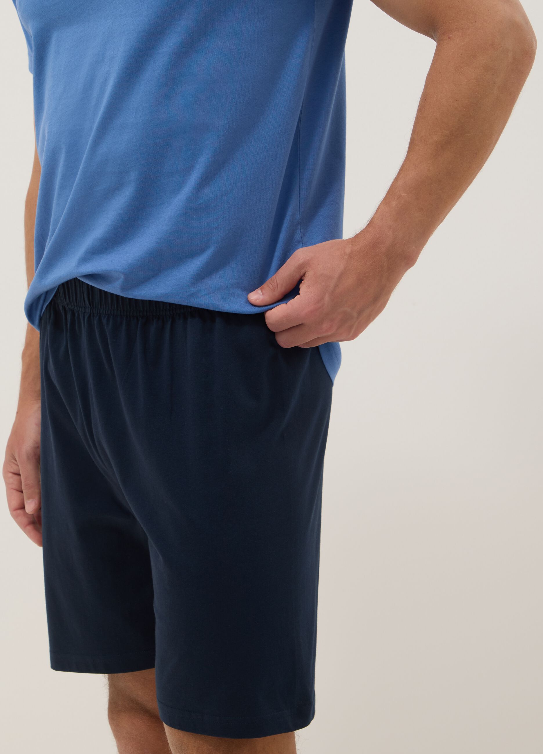 Pigiama in puro cotone organico blu regular fit