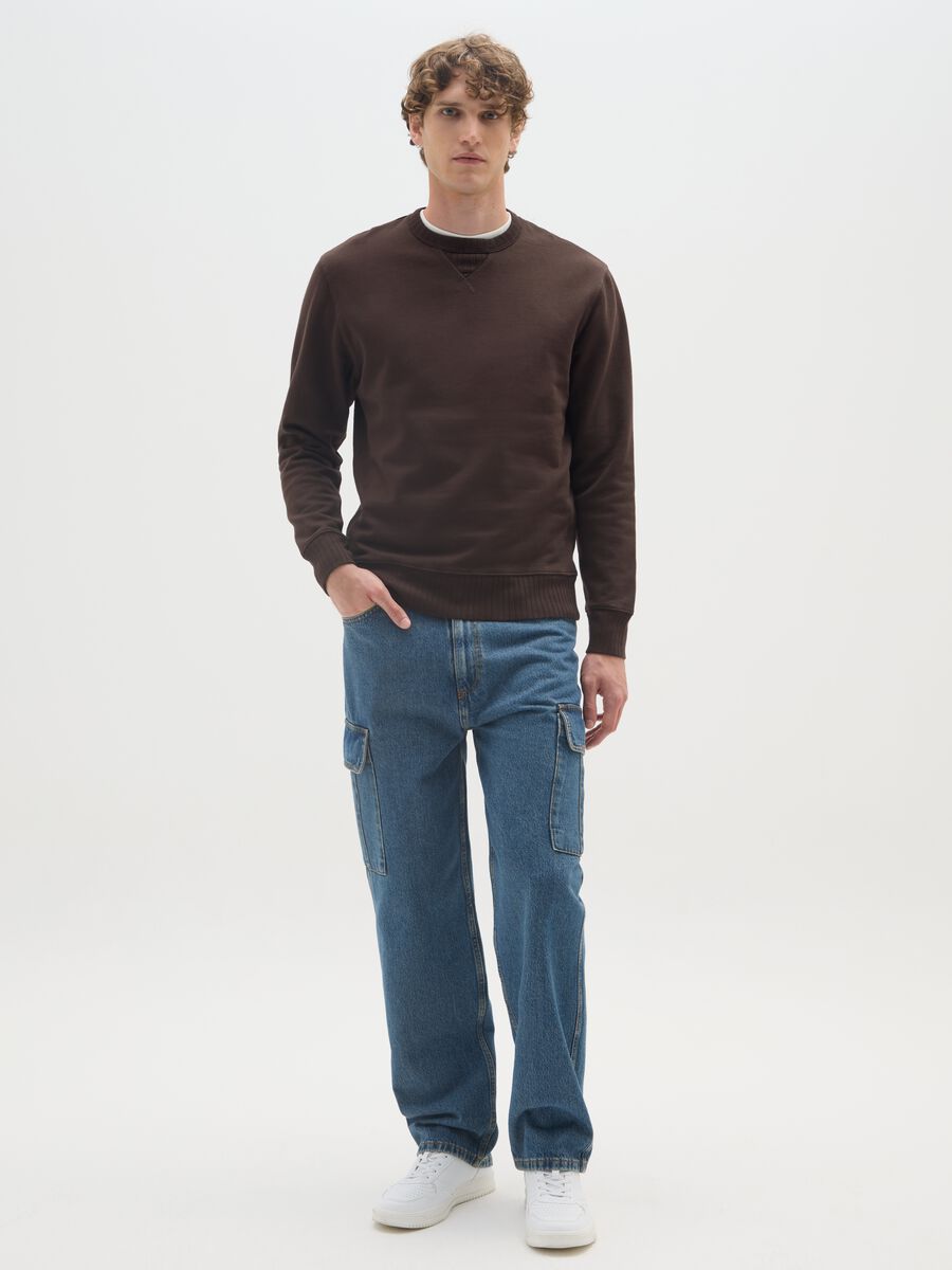 Maglia in puro cotone marrone regular fit_1