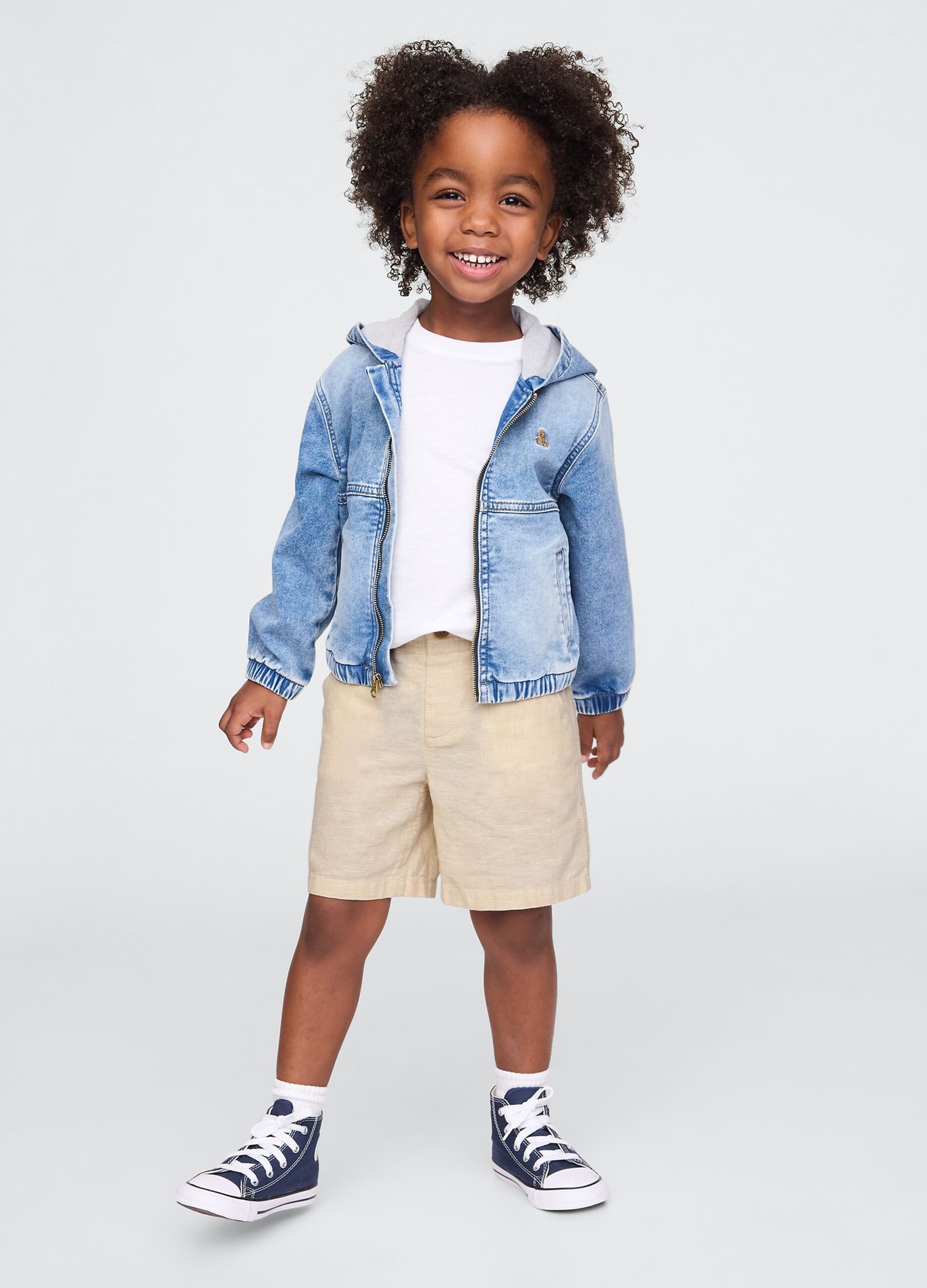 Beige linen and cotton shorts for children
