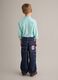 Children's blue pure cotton trousers regular fit with exposed stitching_1