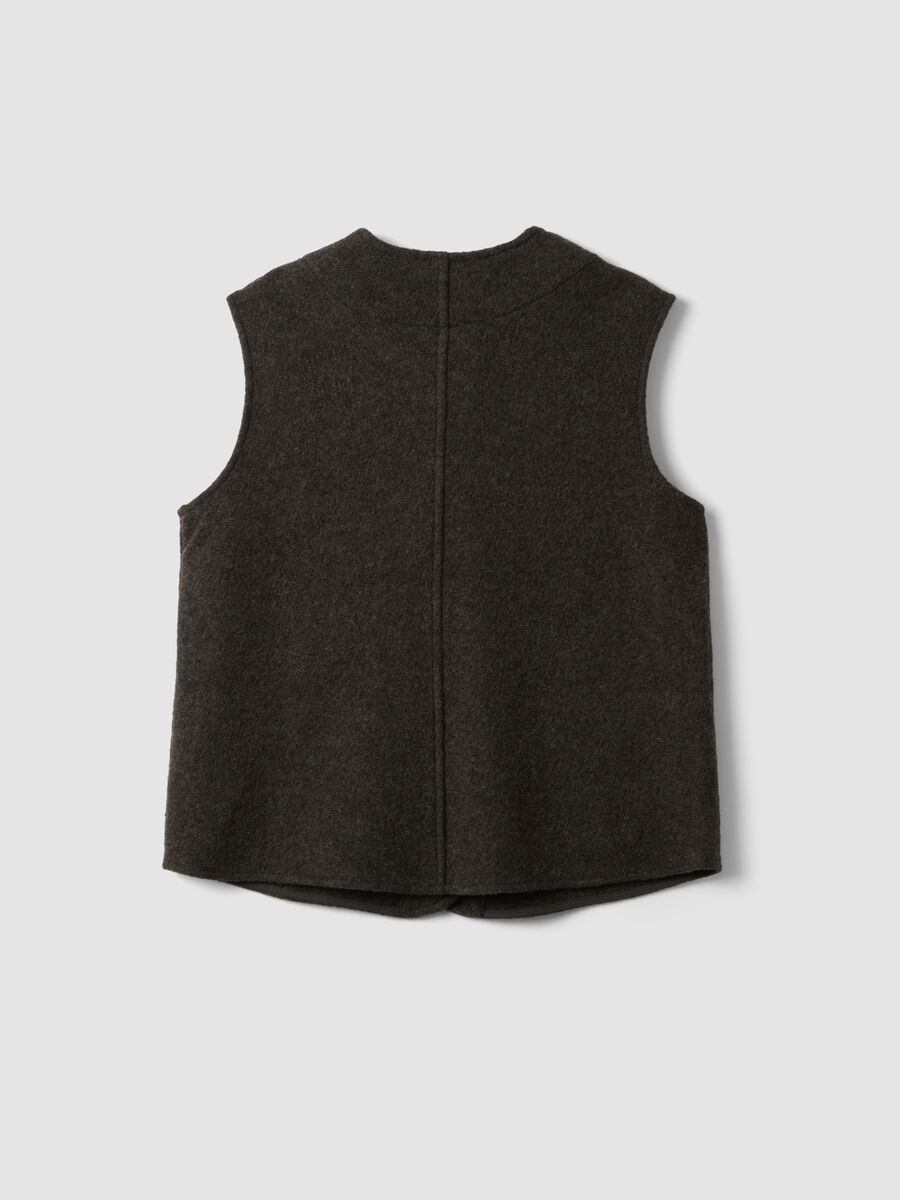 Black pure wool crew-neck gilet with relaxed fit_6