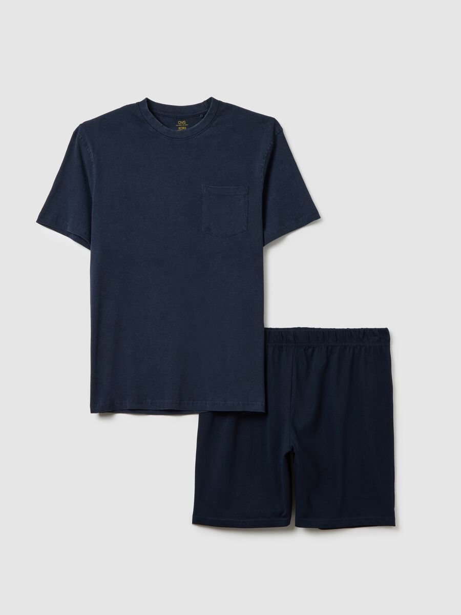 Men's blue pure cotton regular fit suit with pocket_4