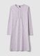 Purple pure cotton nightdress with serafino collar and floral pattern_4