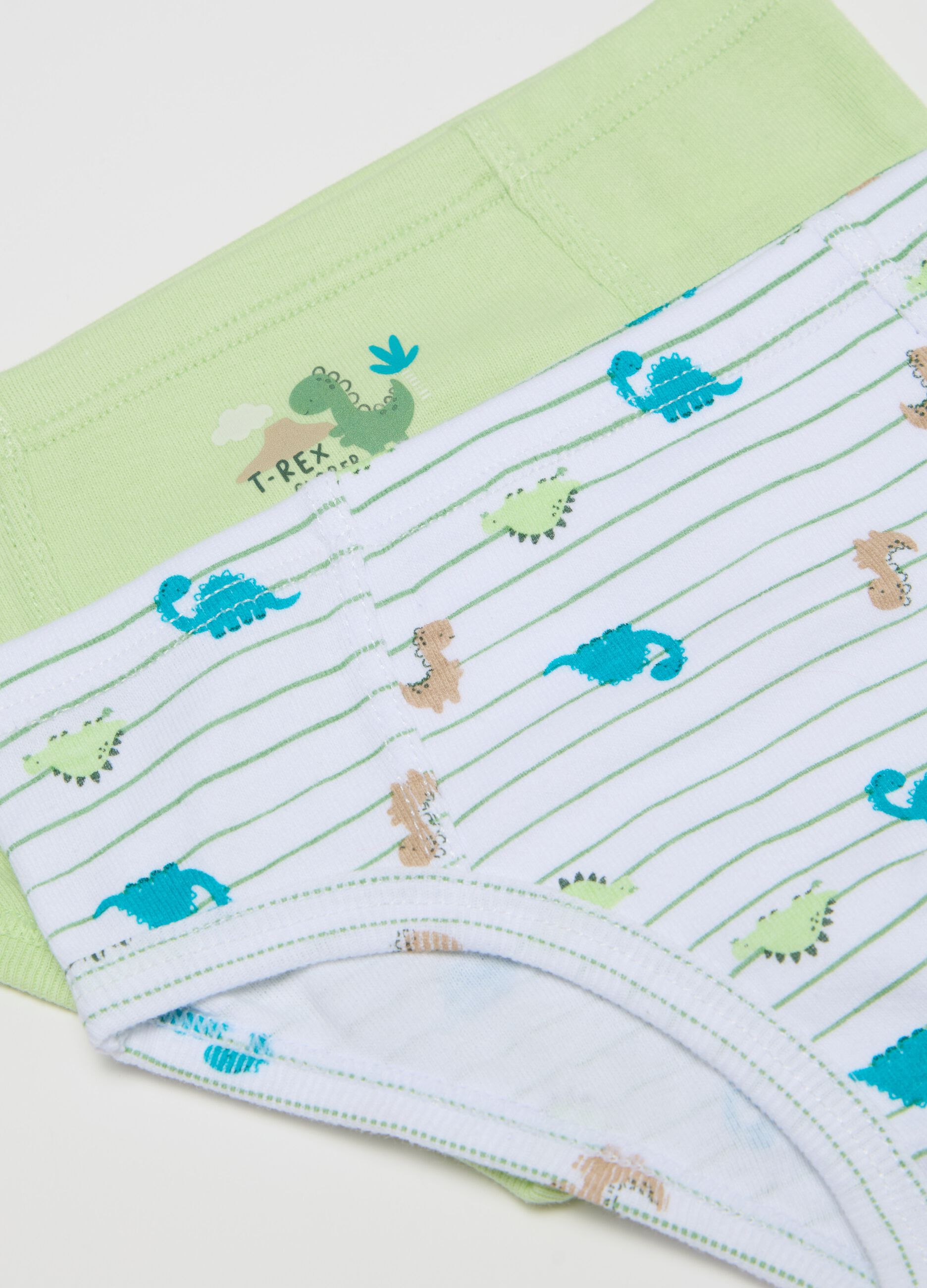 Bipack slip in cotone con stampa dinosauri 