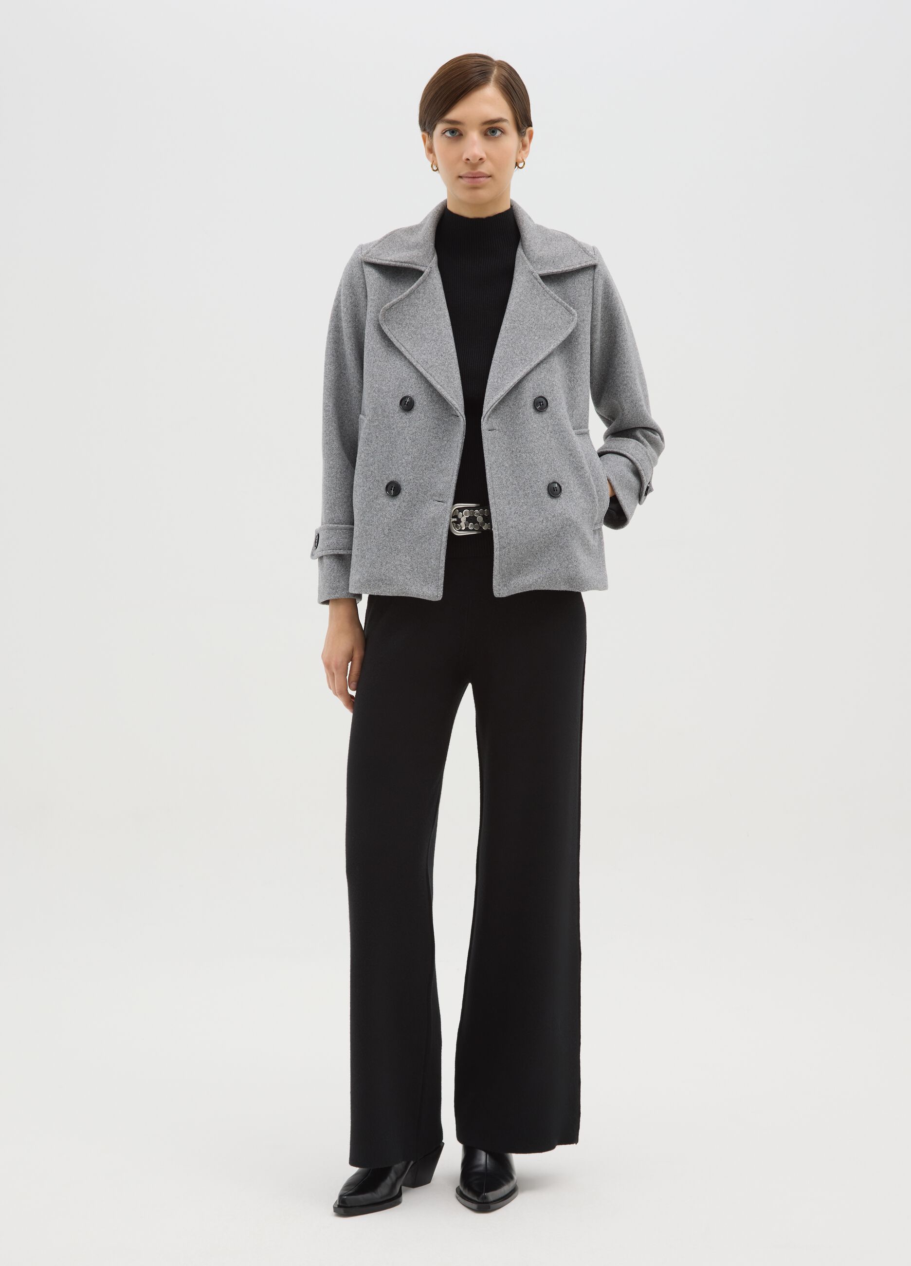 Grey double-breasted jacket regular fit with buttons