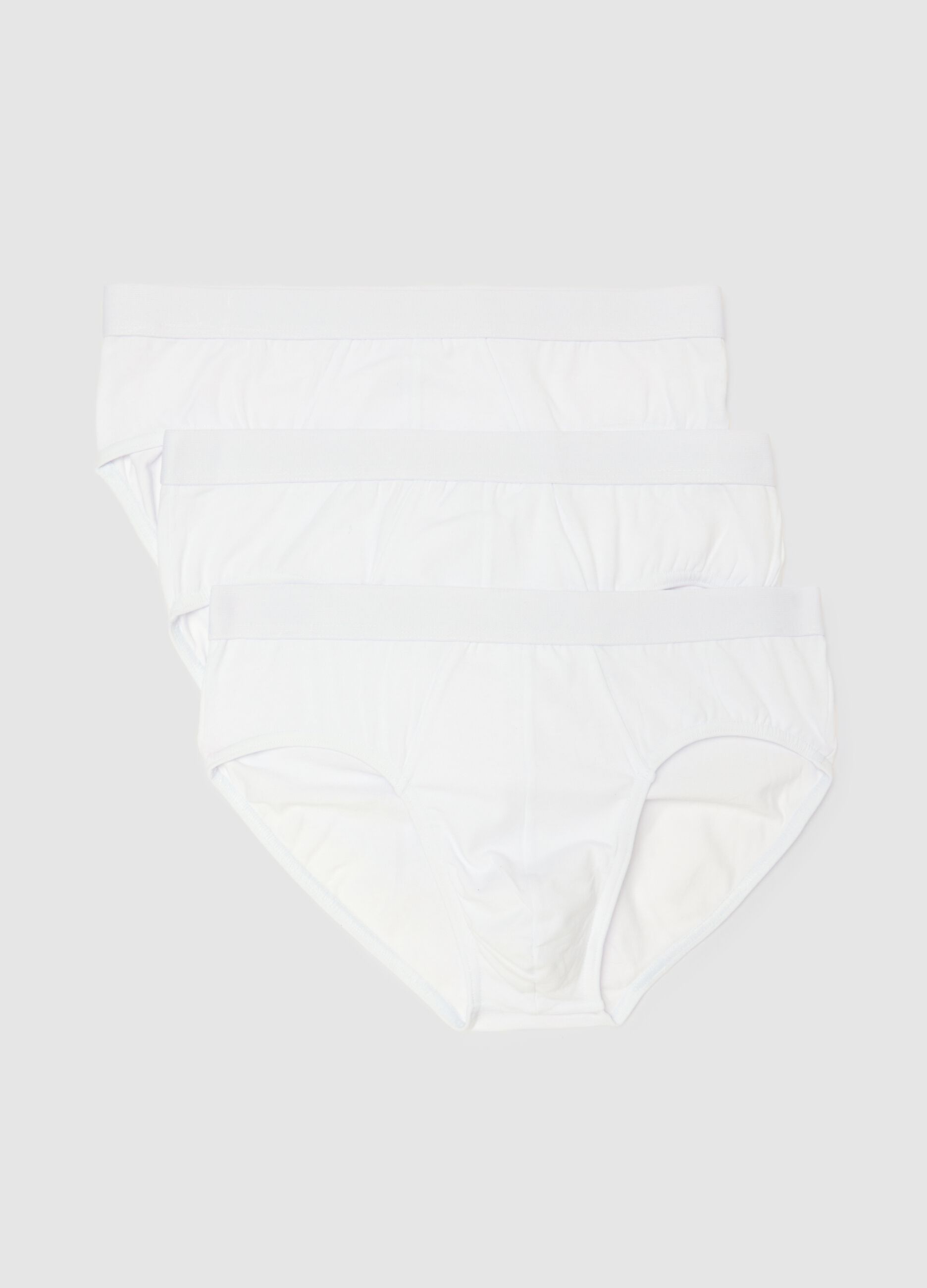 Regular fit white cotton briefs
