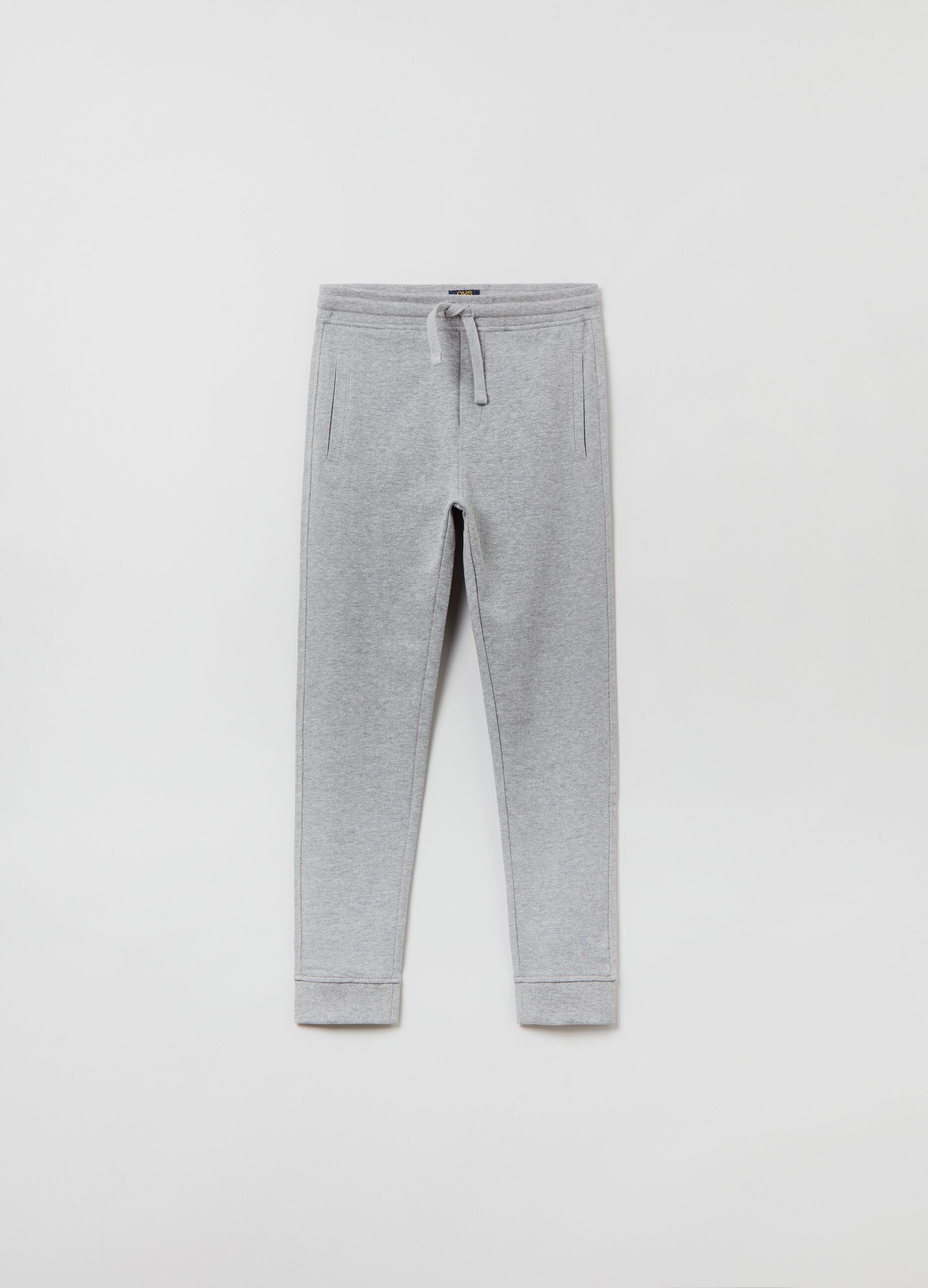 Mélange cotton joggers with drawstring