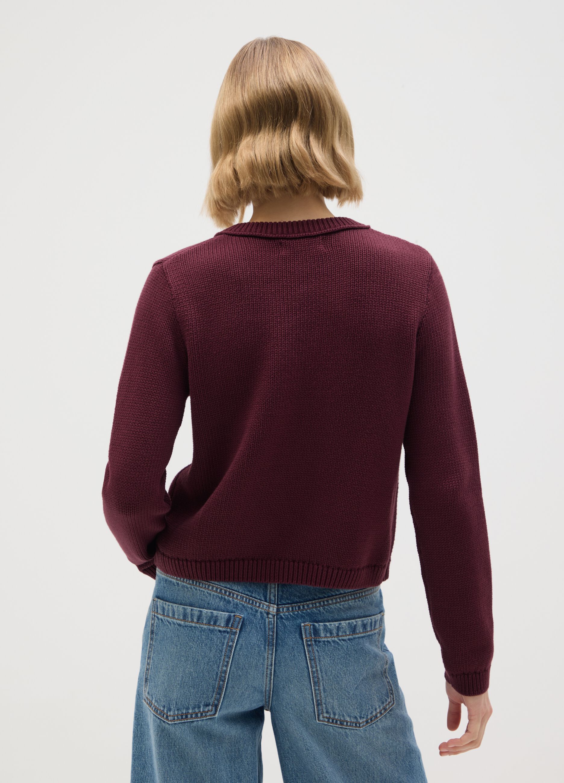 Cardigan in puro cotone viola regular fit
