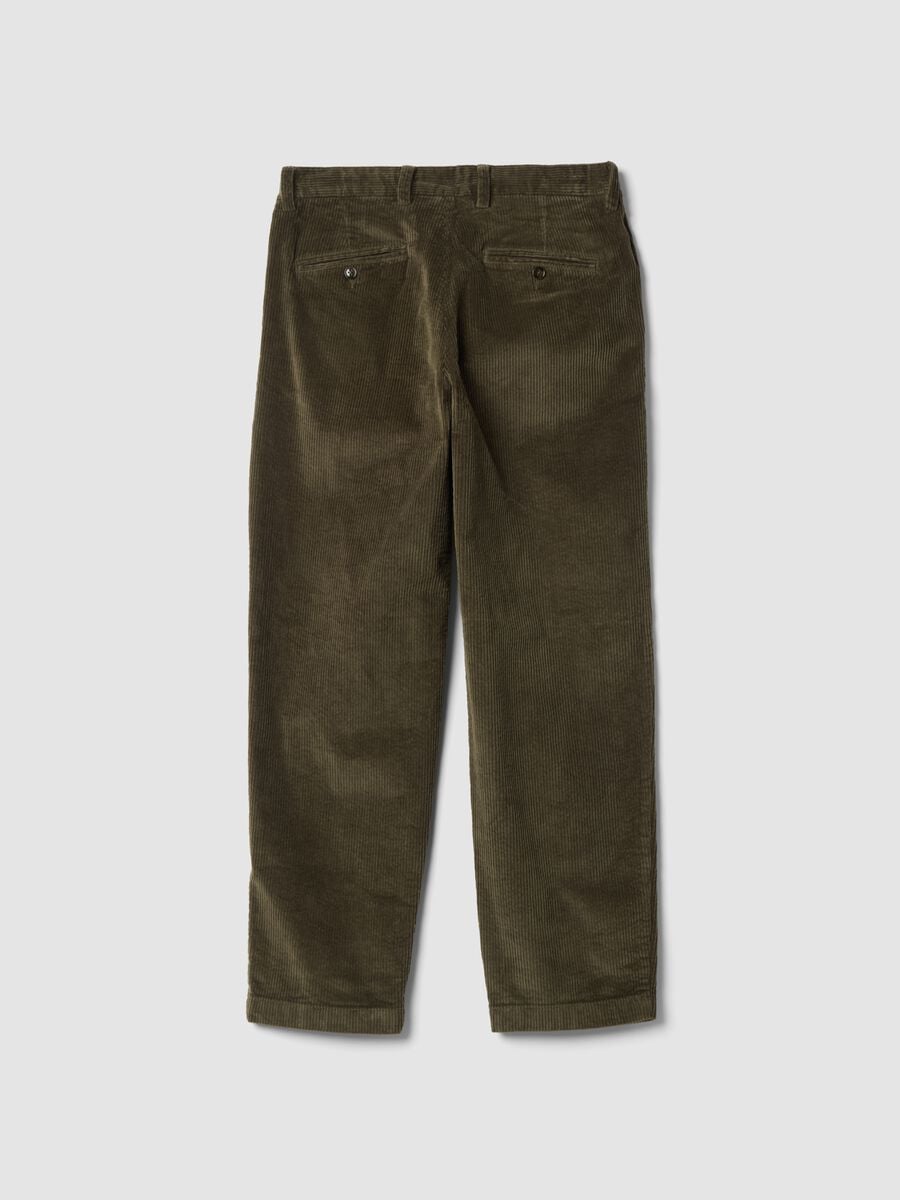 Green stretch cotton corduroy baggy-fit chino trousers_2