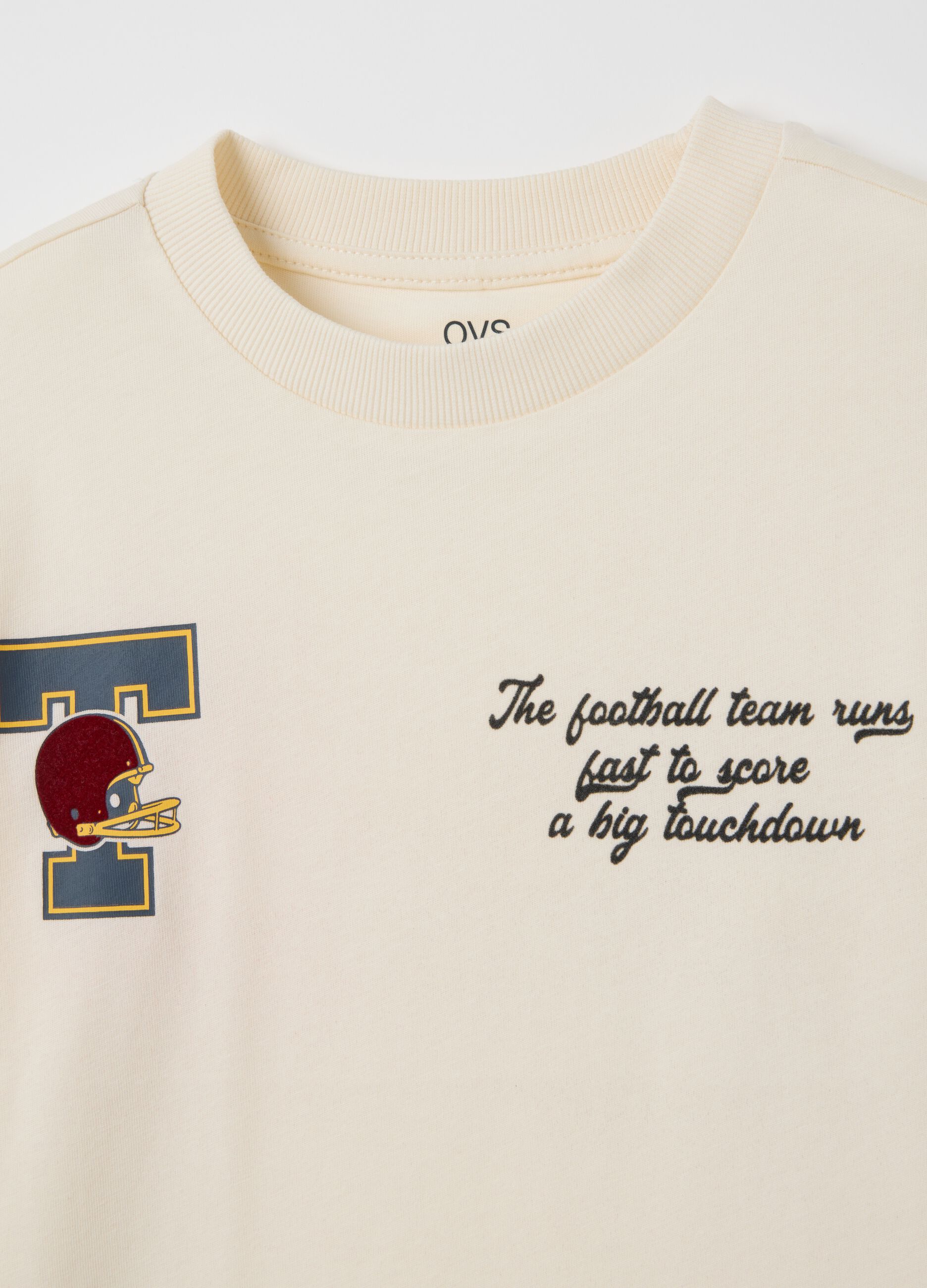 Children's Beige Cotton Blend T-shirt Regular Fit
