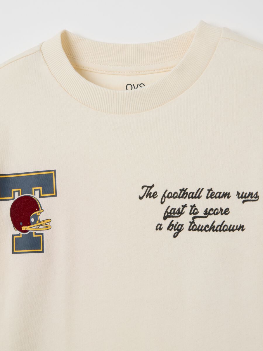 Children's Beige Cotton Blend T-shirt Regular Fit_2