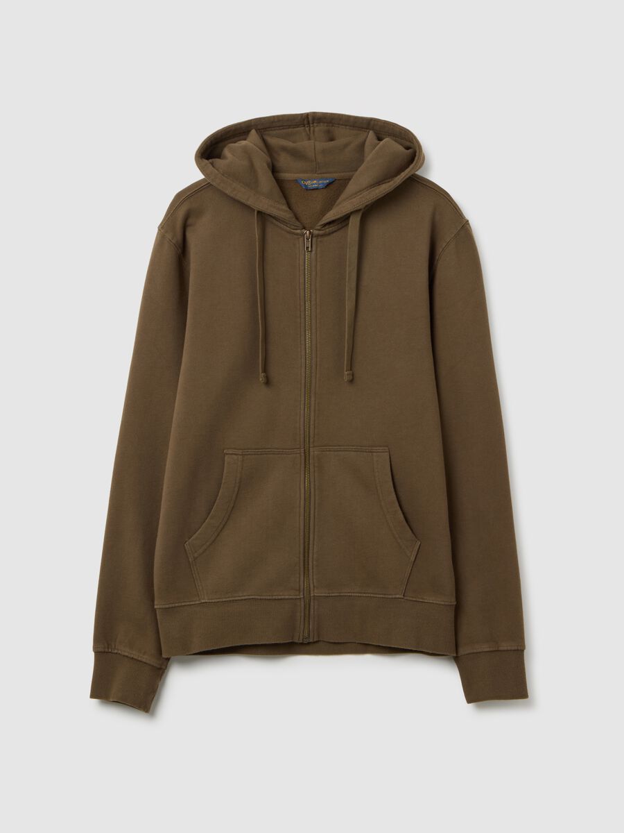 Brown zip cotton sweatshirt_0