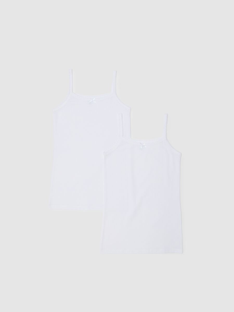 Girl's pure cotton white tank tops in regular fit_0