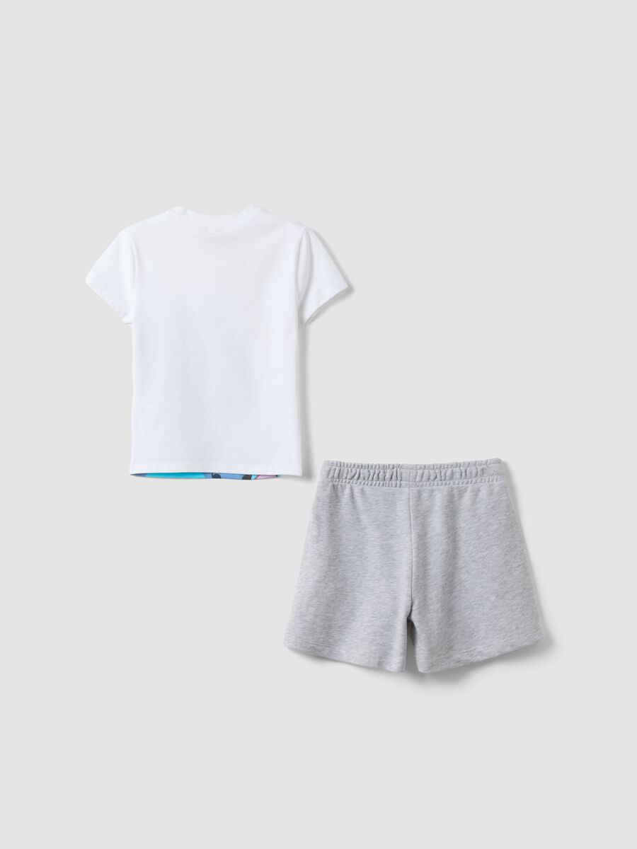 Multicoloured stretch cotton fitted set for girls with Stitch_4