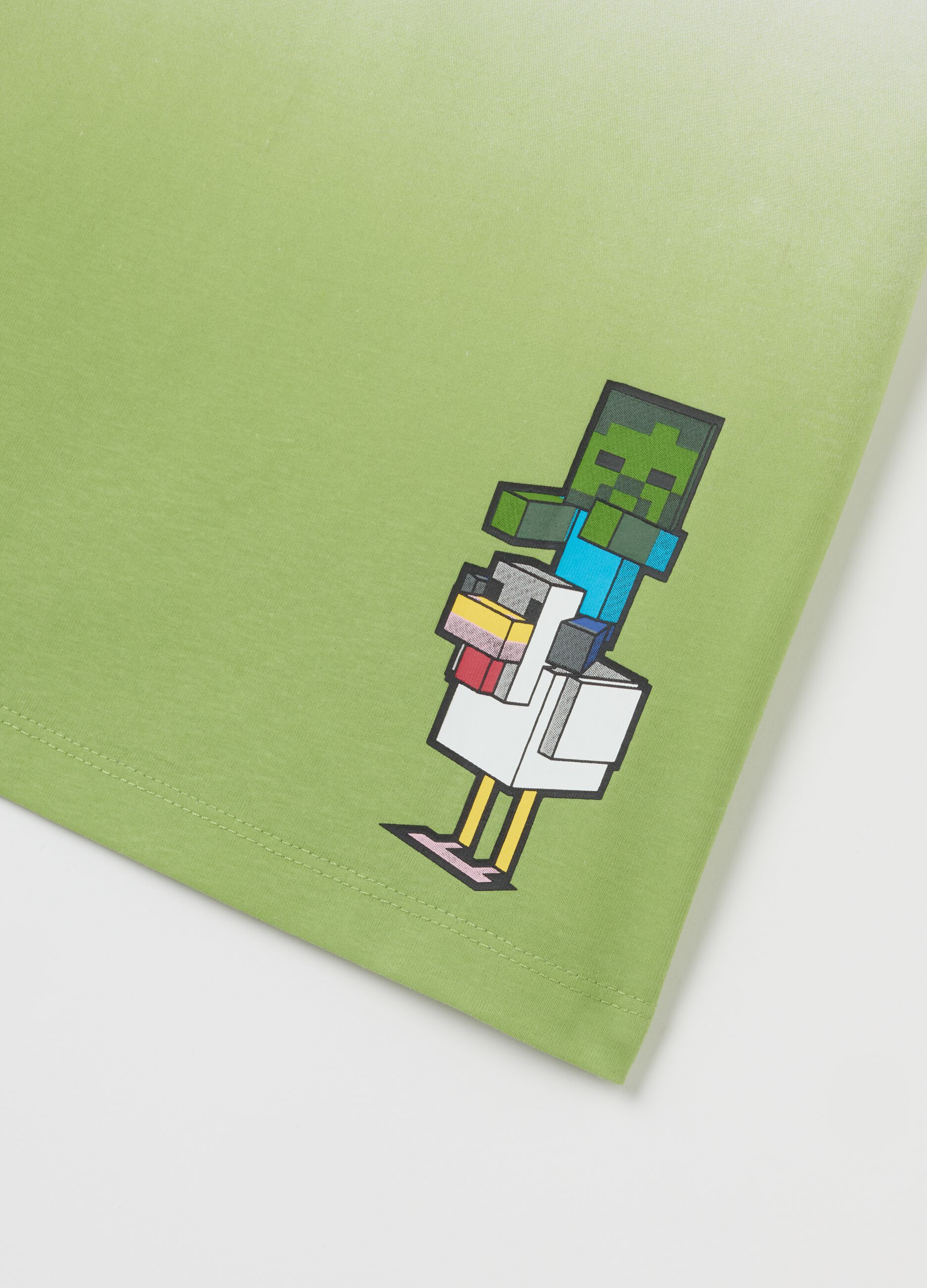 T-shirt da bambino in puro cotone multicolor regular fit con stampa Minecraft