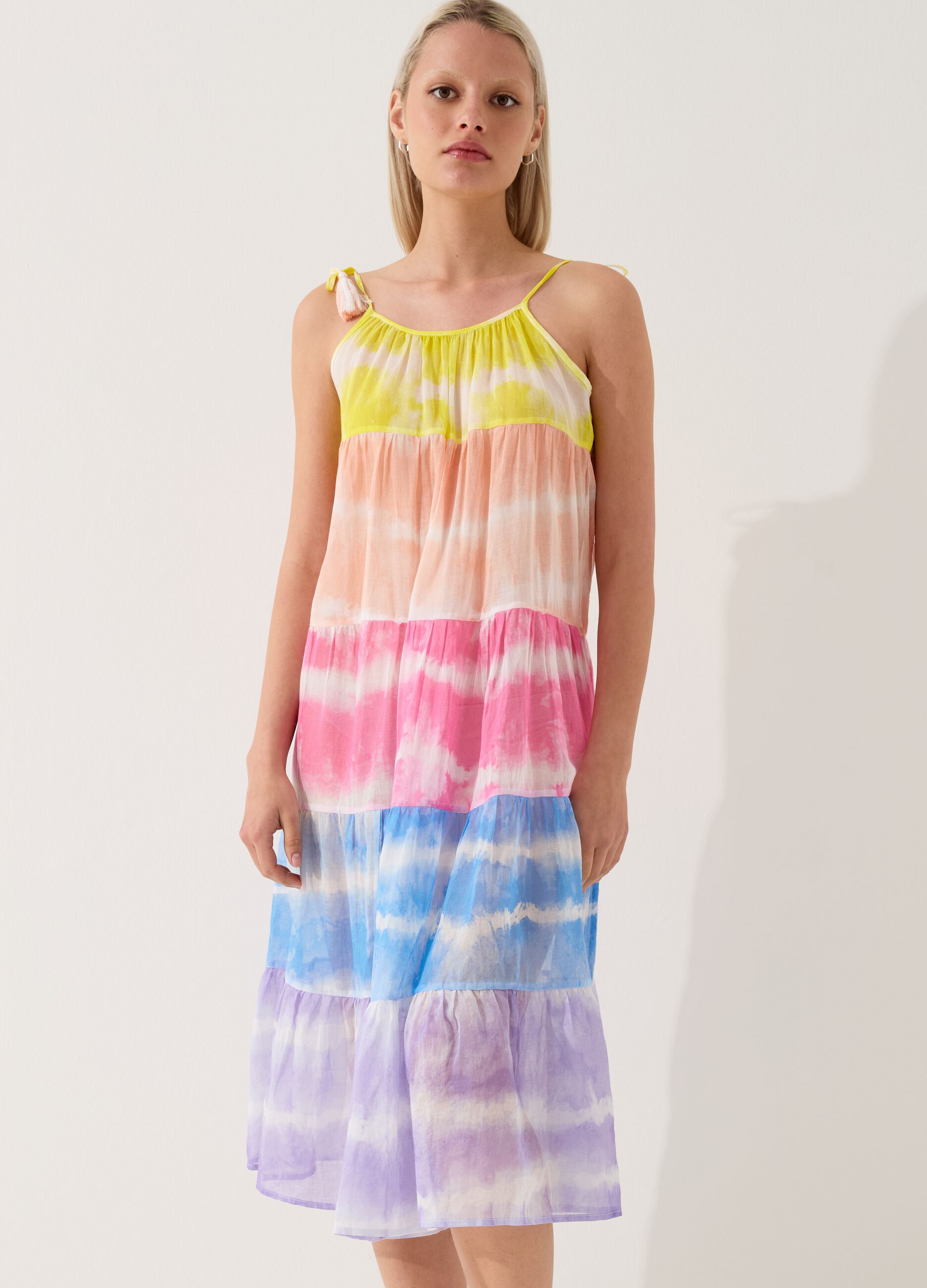 Ovs Vestito copri costume a balze Tie Dye