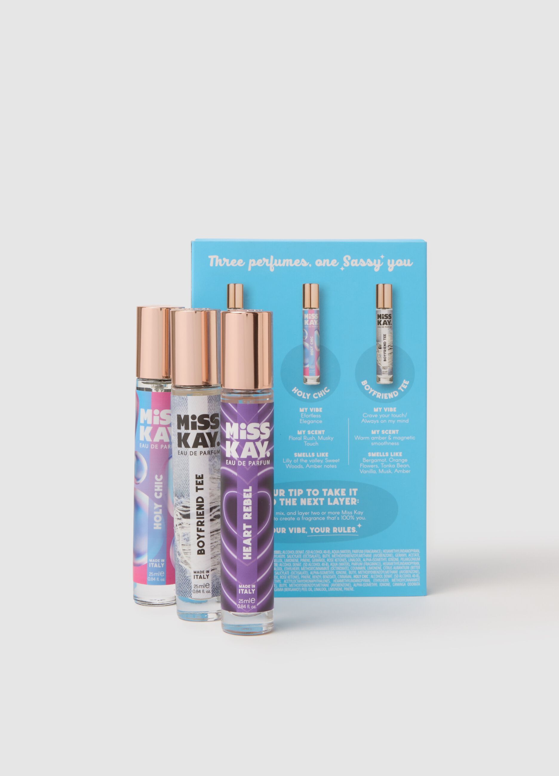 Trio profumi di Miss Kay, Heart Rebel, Boyfriend Tee e Holy Chic