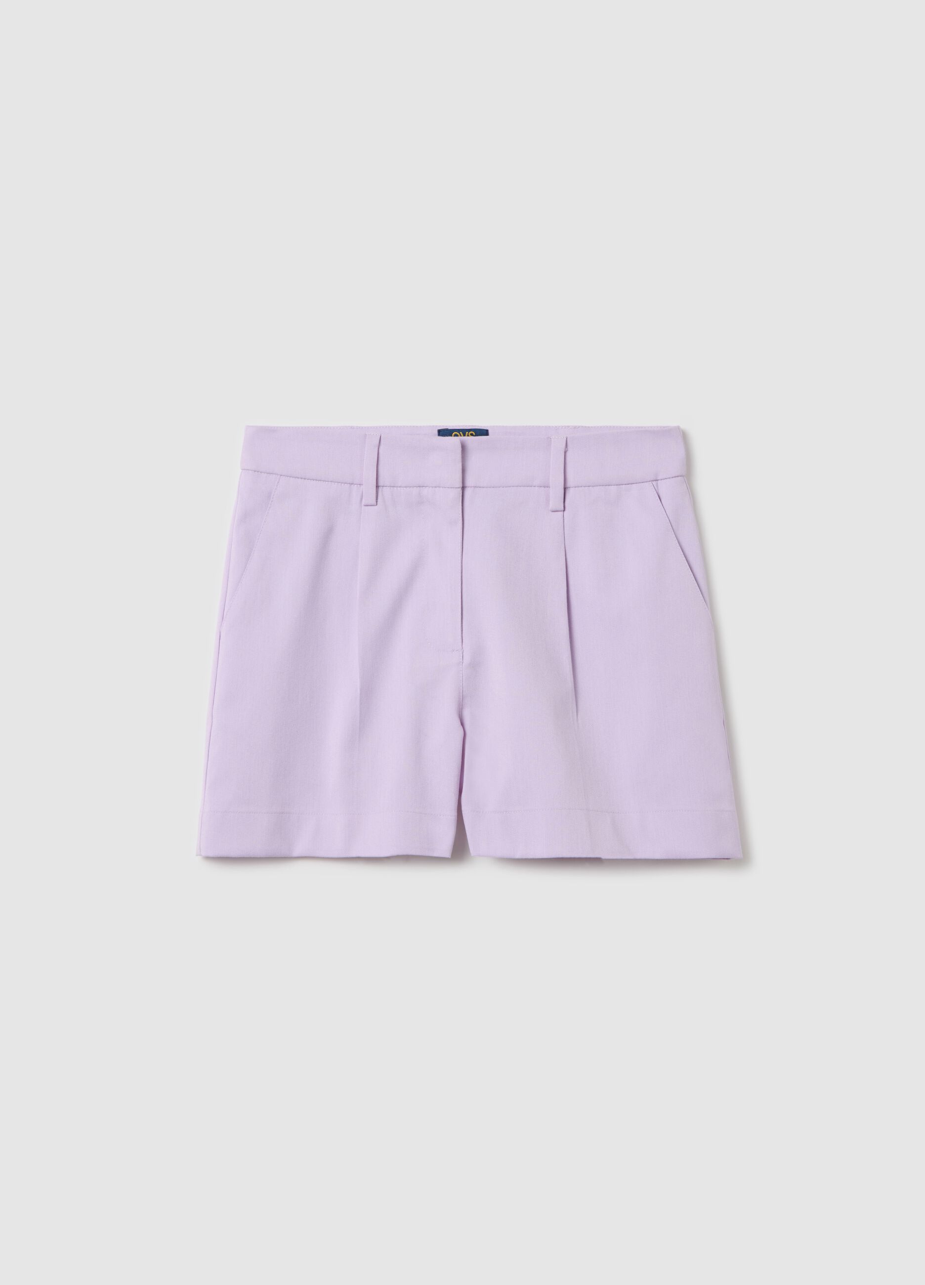 Purple shorts with darts and pockets