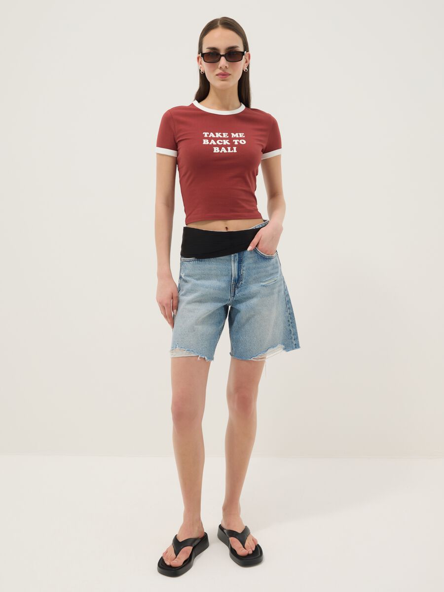 Red regular-fit stretch cotton T-shirt with print_2