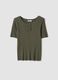 Regular fit green viscose blend T-shirt with bows_4