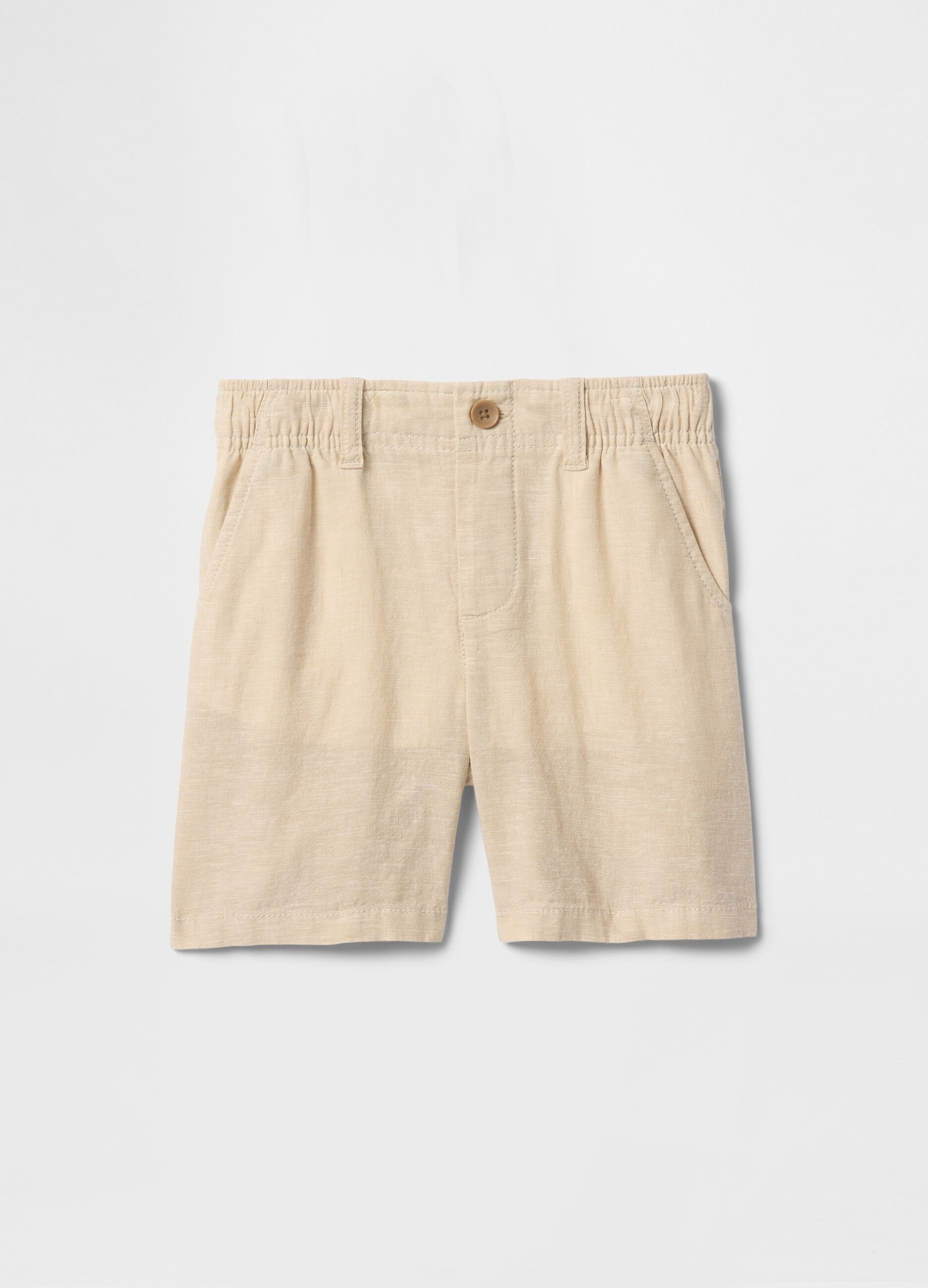 Beige linen and cotton shorts for children