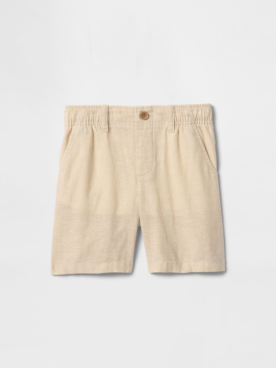 Beige linen and cotton shorts for children_1