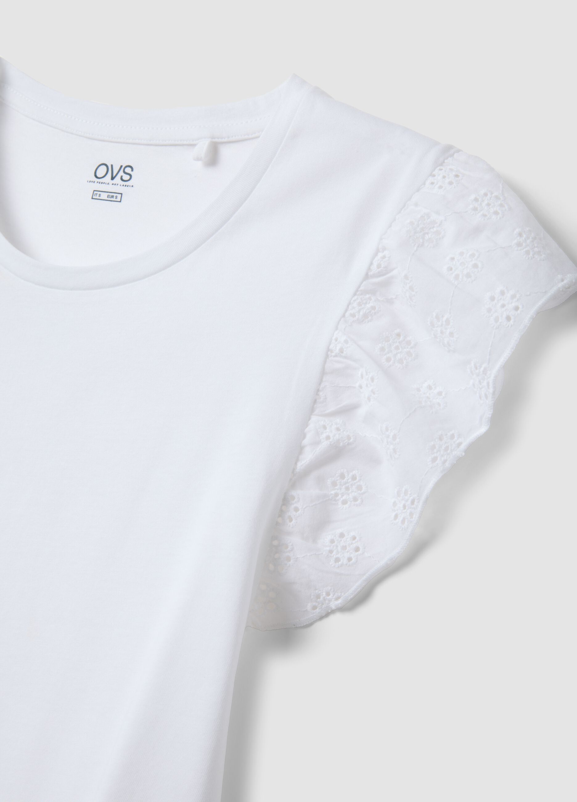 White pure cotton short pyjamas, regular fit with frills