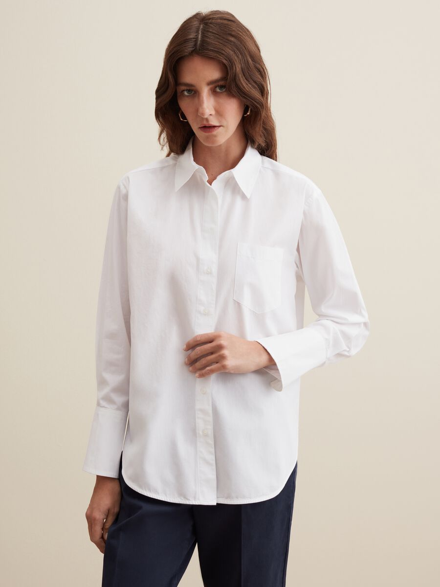 Camicia in cotone con tasca_0