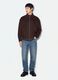 Giacca cropped marrone imbottita con zip over fit_1