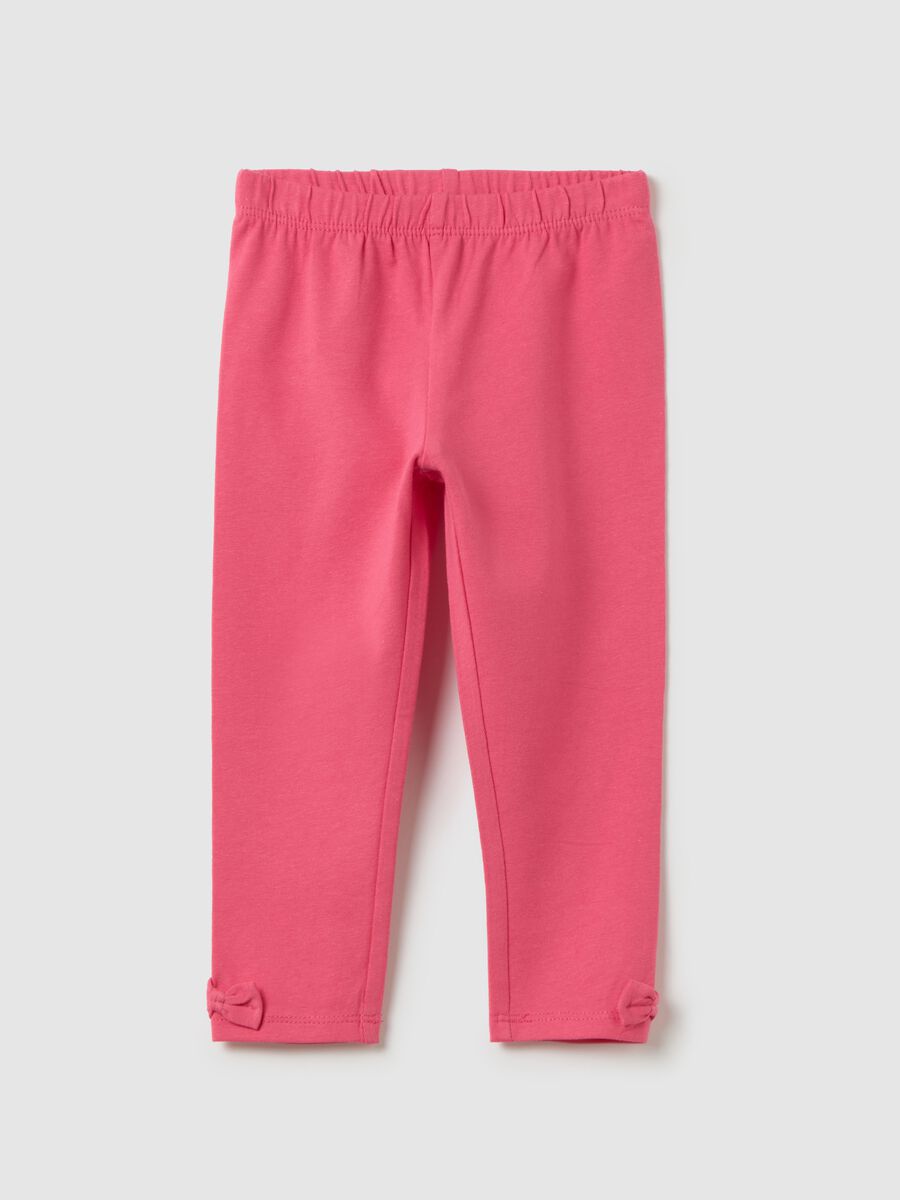 Girls' Stretch Cotton Pink Leggings_0