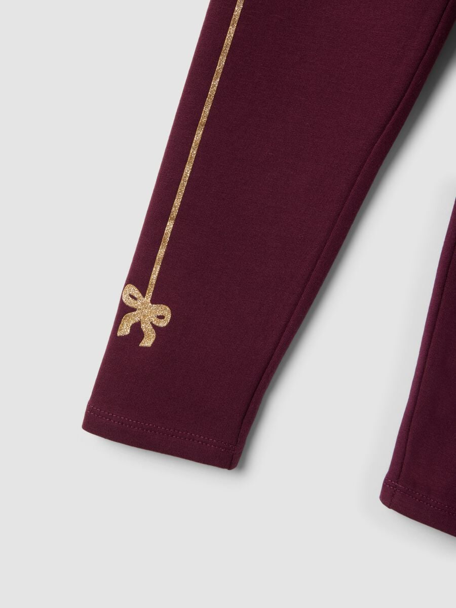 Leggings viola in cotone organico elasticizzato skinny fit_2