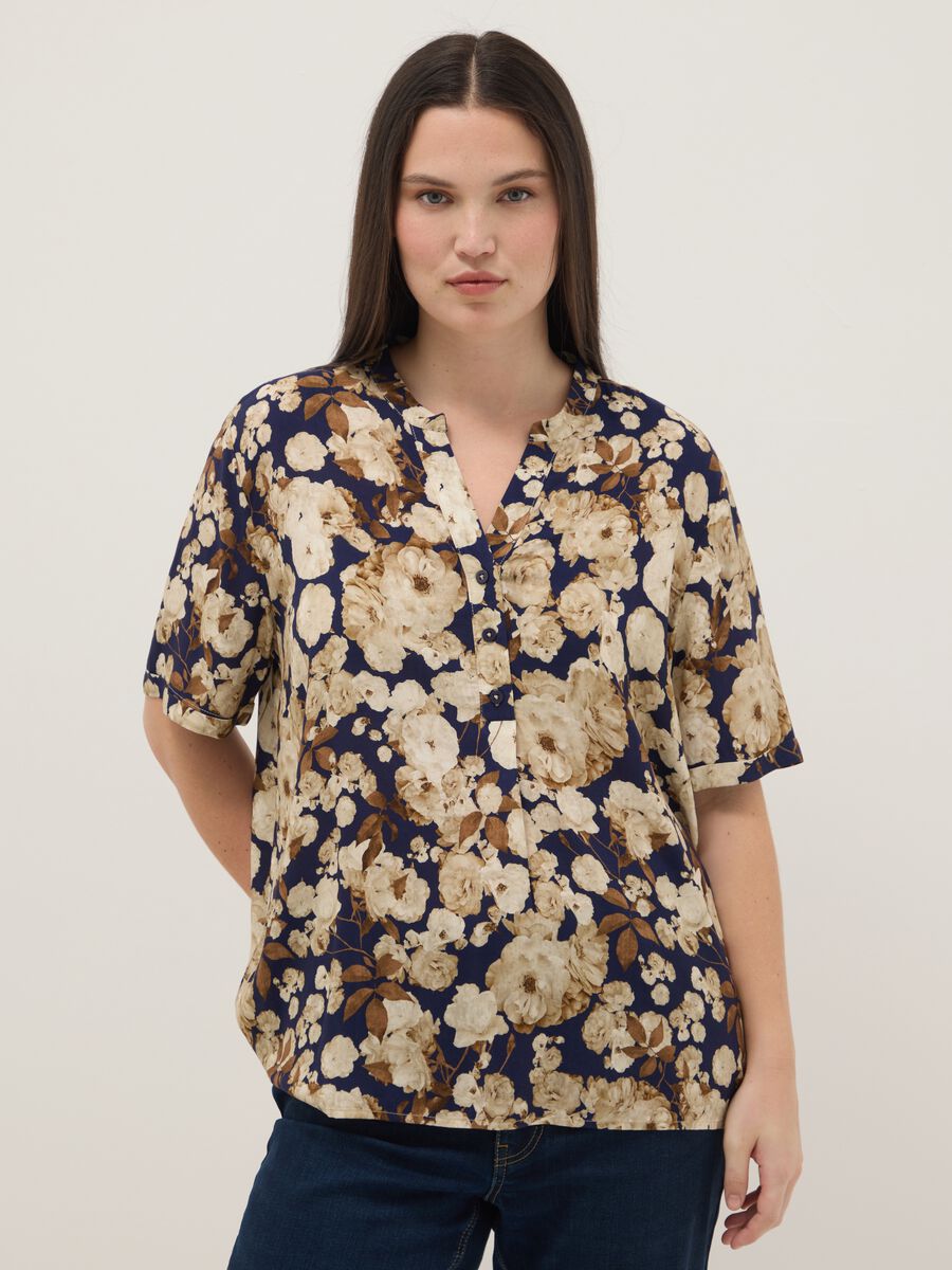Multicolour pure viscose floral design regular fit shirt_0