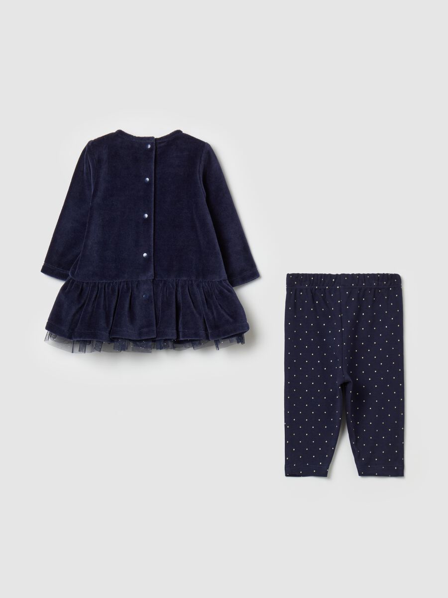 Dress and leggings set with Minnie Mouse embroidery_1