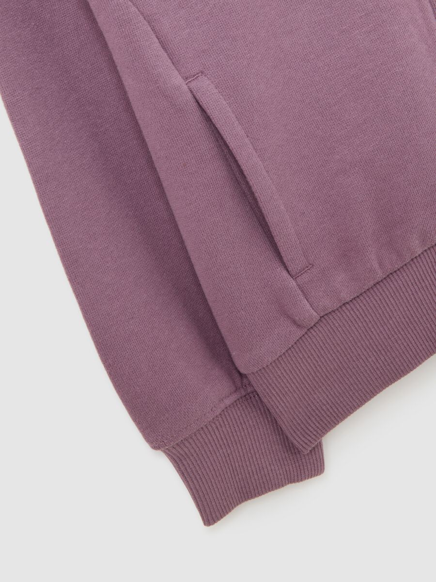 Felpa viola da bambina in puro cotone regular fit con cappuccio e zip_3