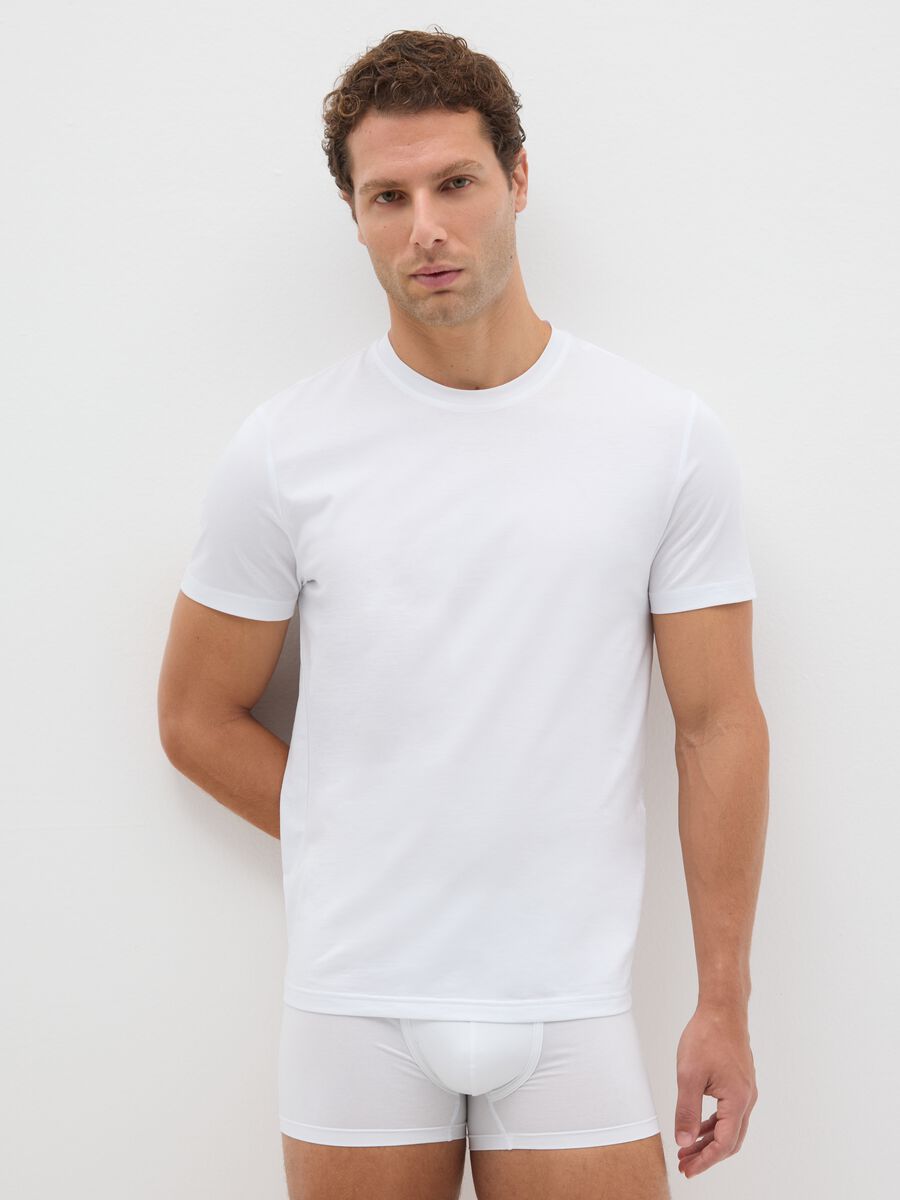 T-shirt in puro cotone bianca regular fit_0