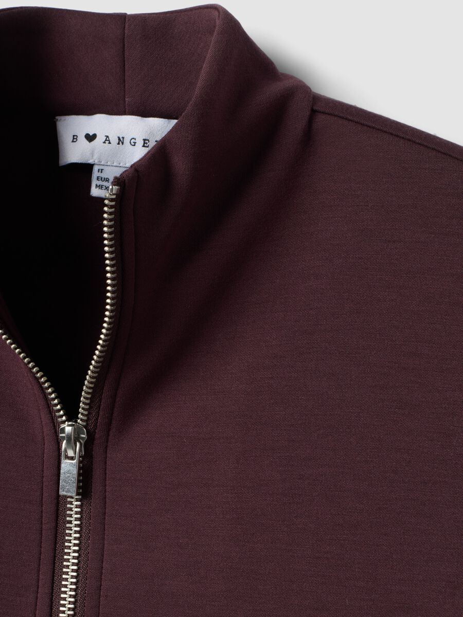 Felpa viola in modal elasticizzato con collo rialzato fitted_1