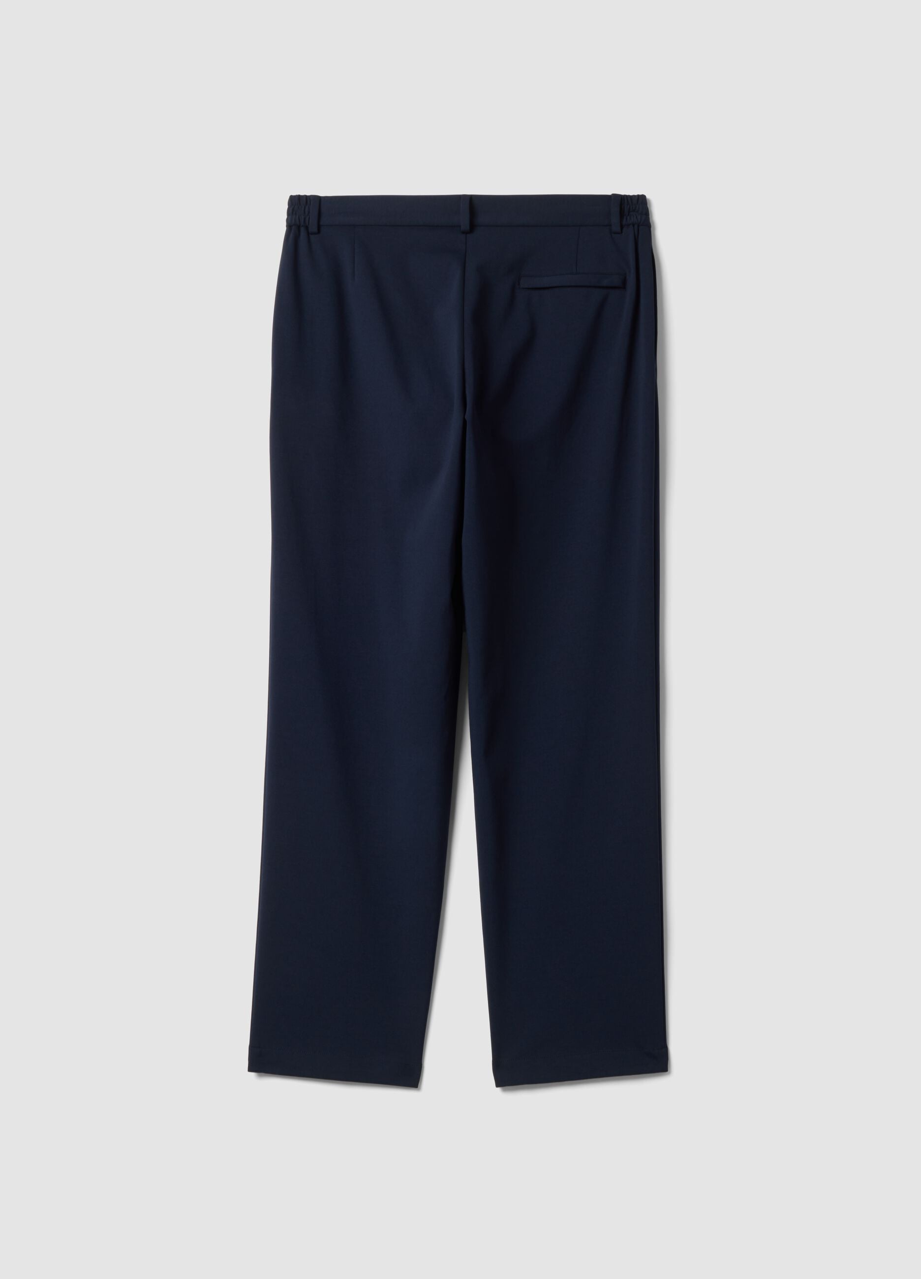 Blue regular-fit formal trousers in stretch cotton