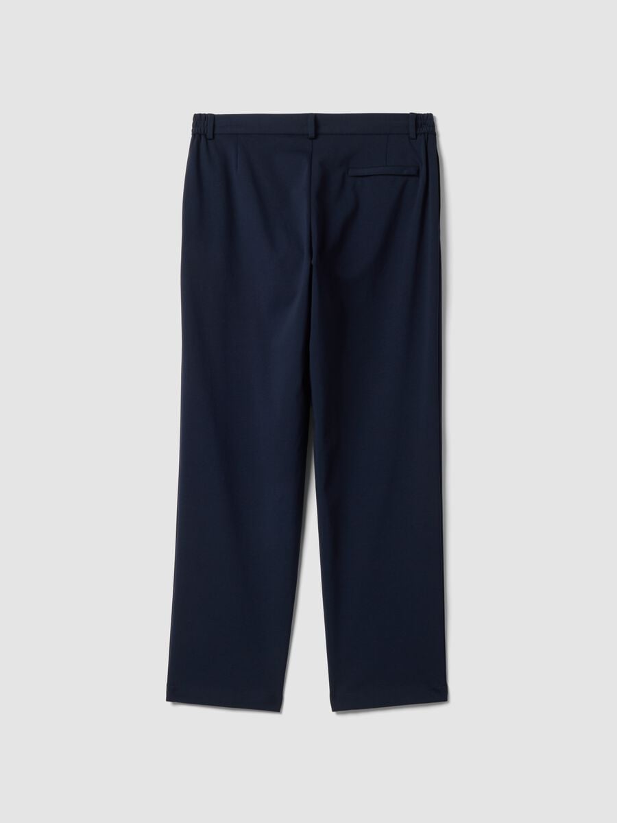 Pantaloni formali blu in cotone elasticizzato regular fit_2