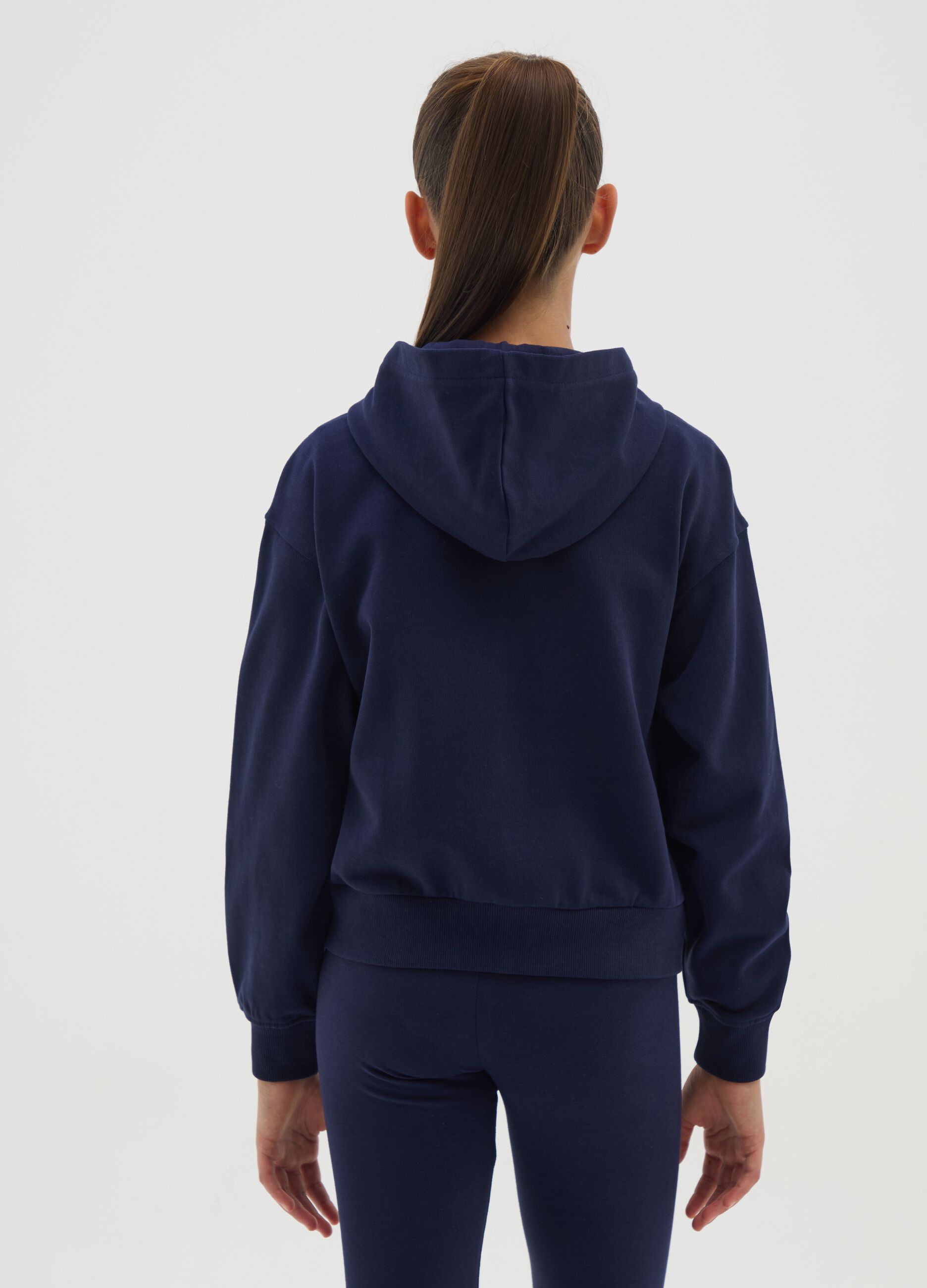 Girls' blue regular fit pure cotton sweatshirt