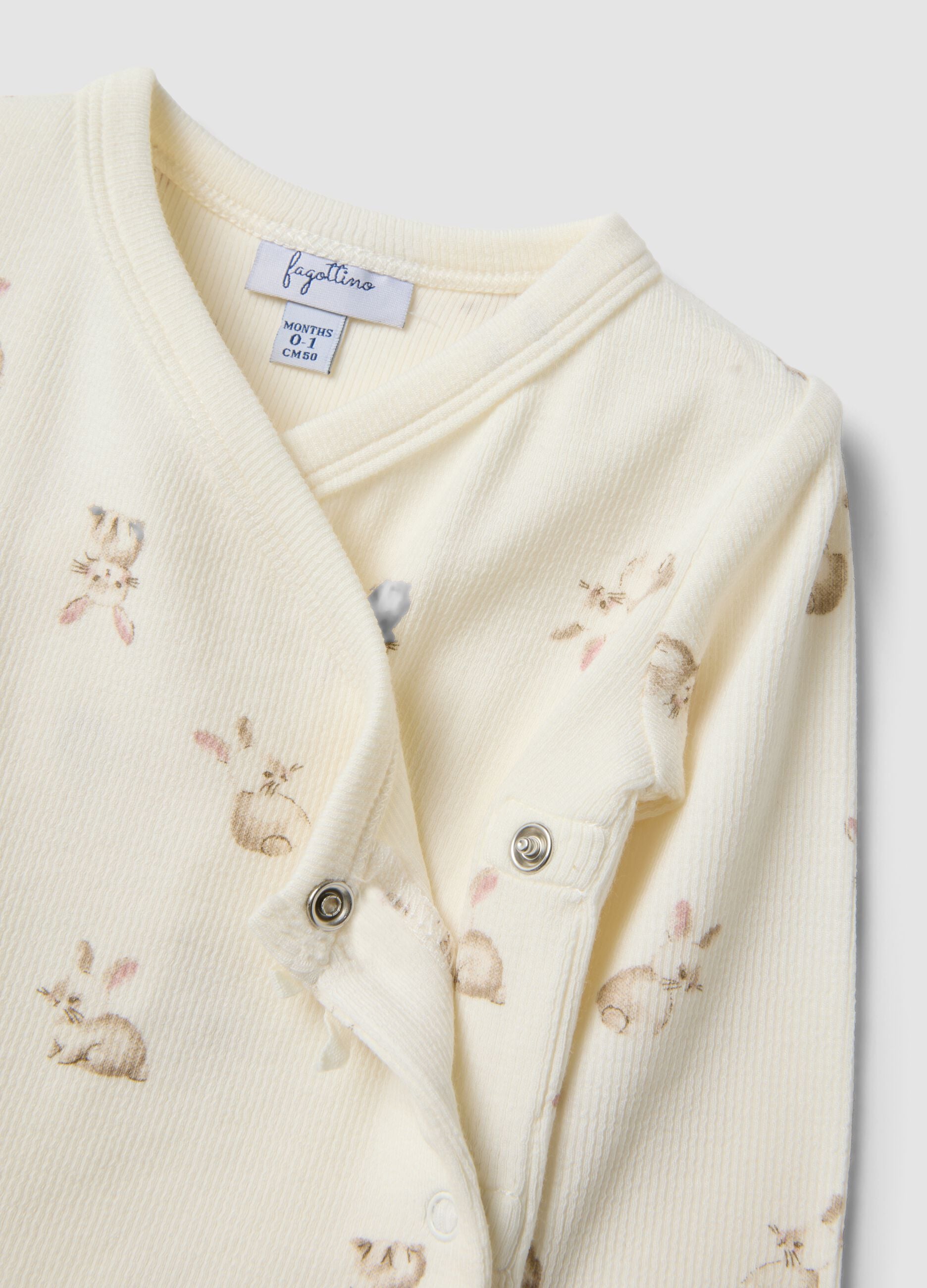 White organic cotton set with wrap-over bodysuit for baby girl