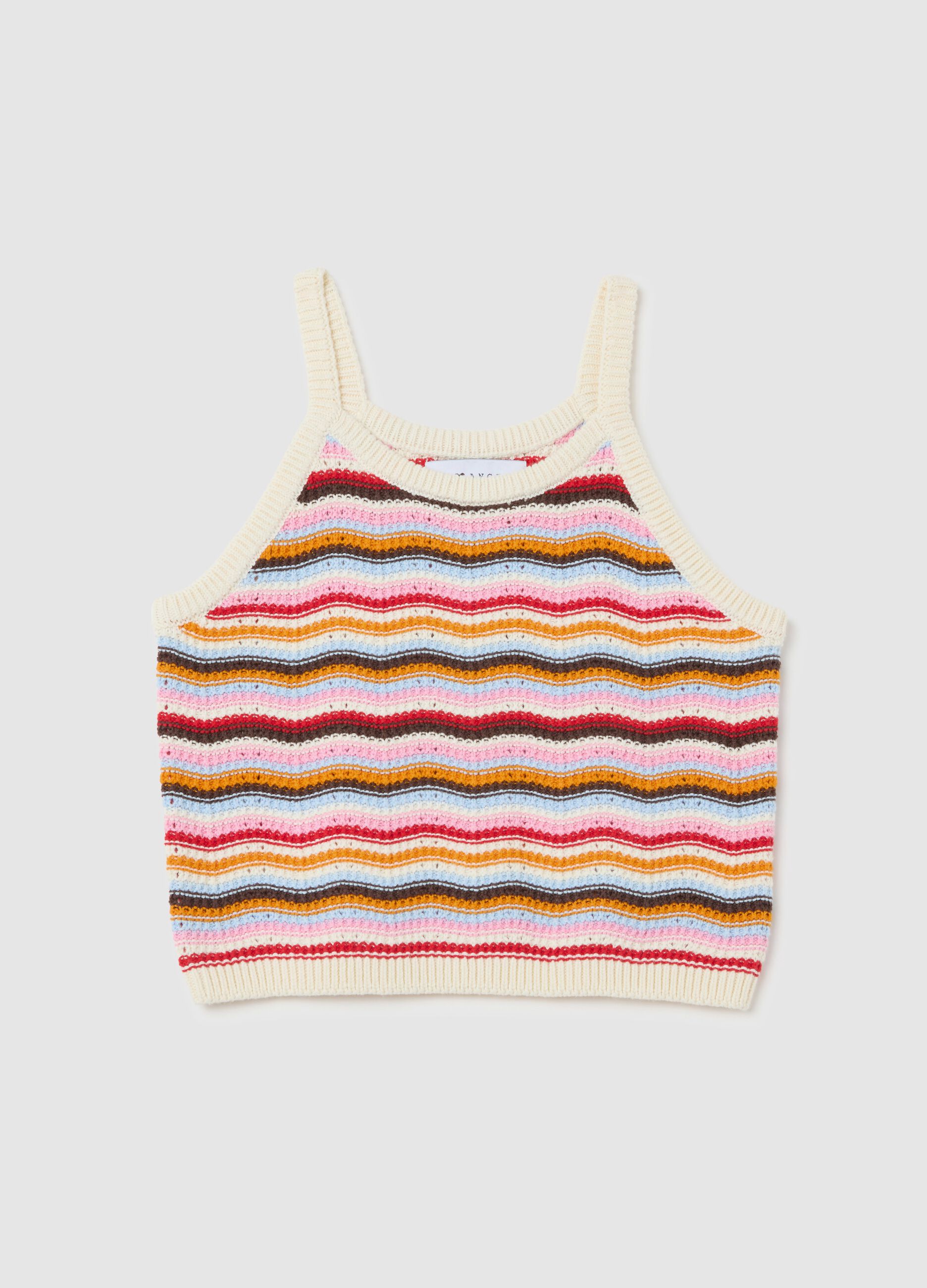 Crop top da donna in puro cotone multicolor fitted