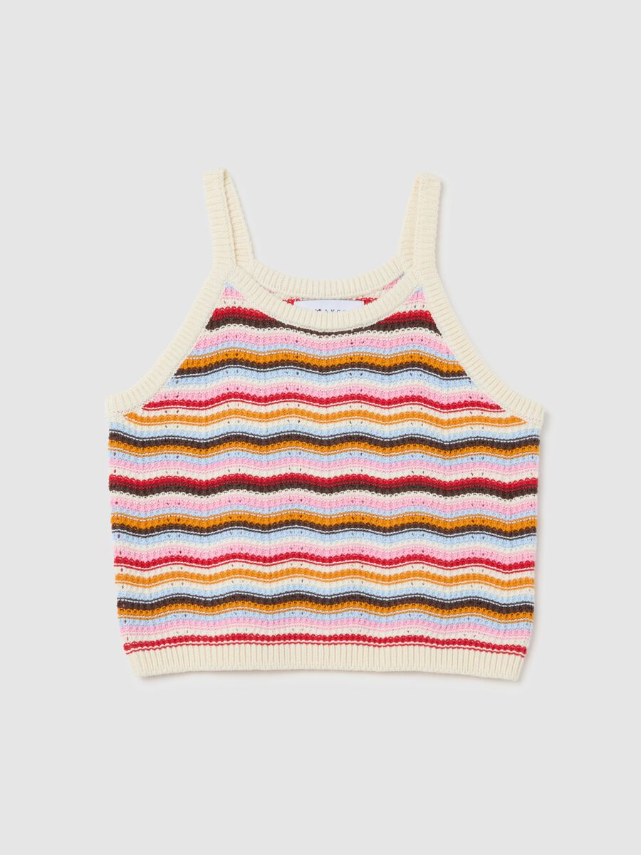 Striped multicolour cotton crop top by B.Angel_4