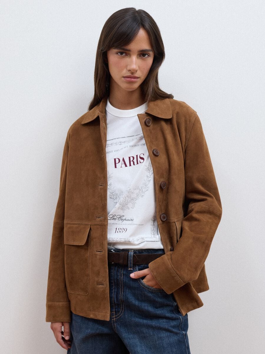 Giacca marrone in vera pelle regular fit_1