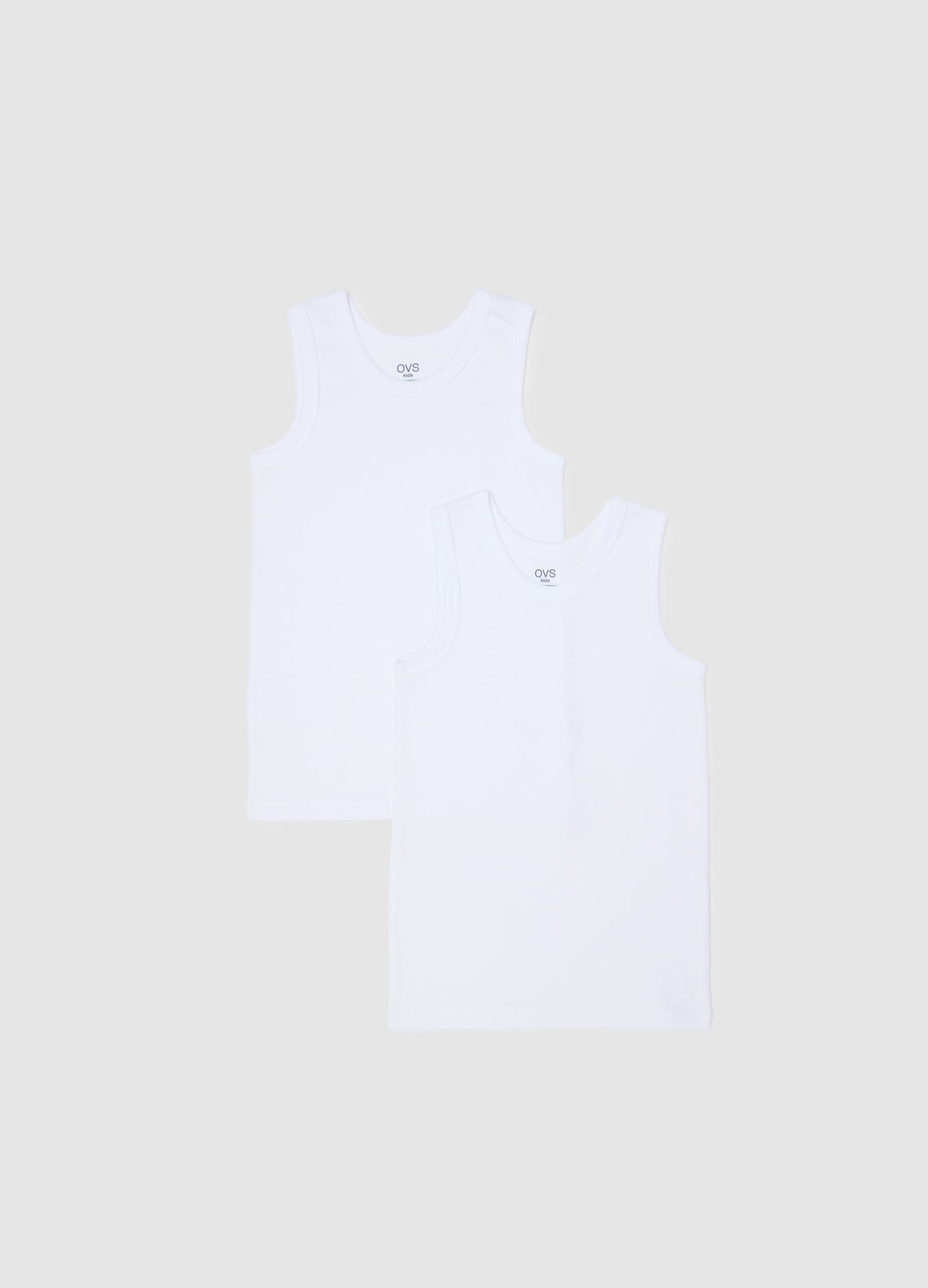 White cotton tank top twin pack for boys